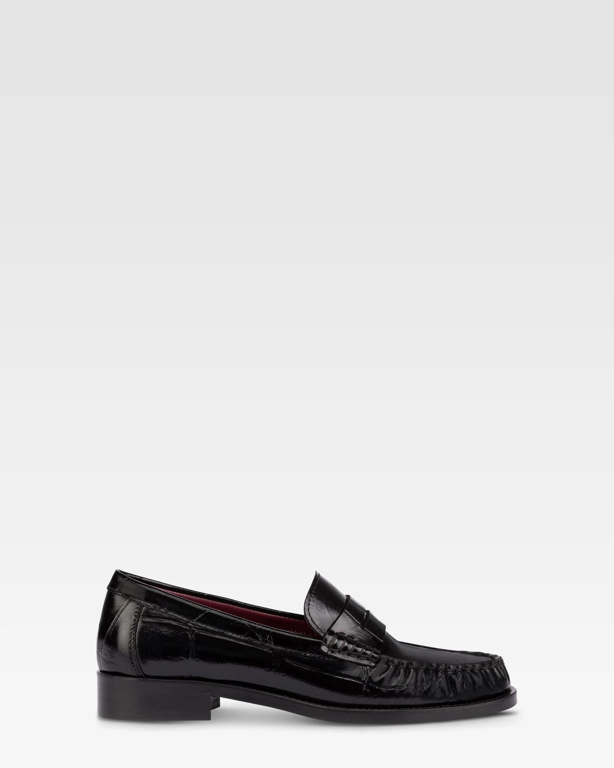 Loafer shoes in black maxi croco-embossed leather