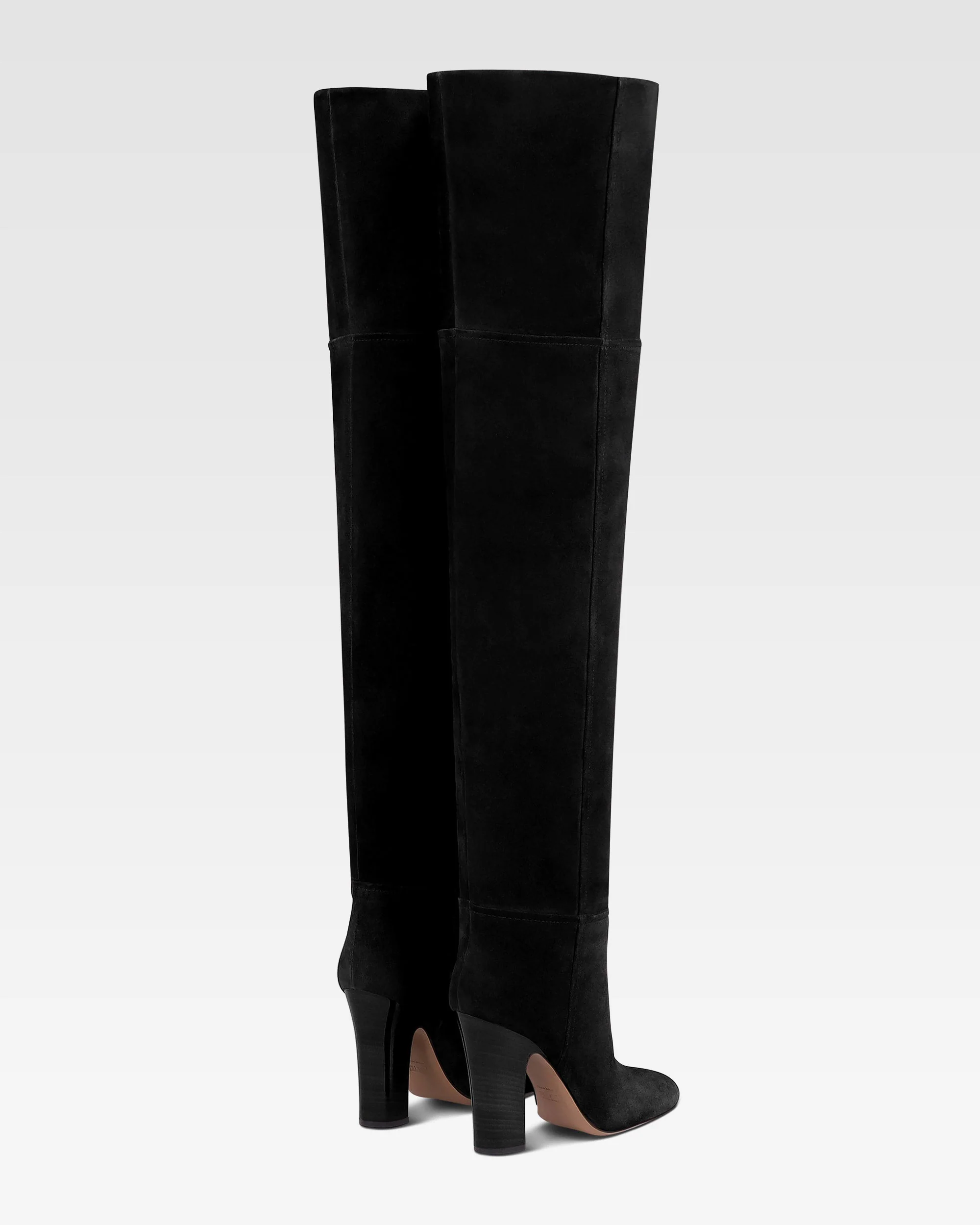 Over-the-knee boots in black calf suede leather 3 Over-the-knee boots in black calf suede leather