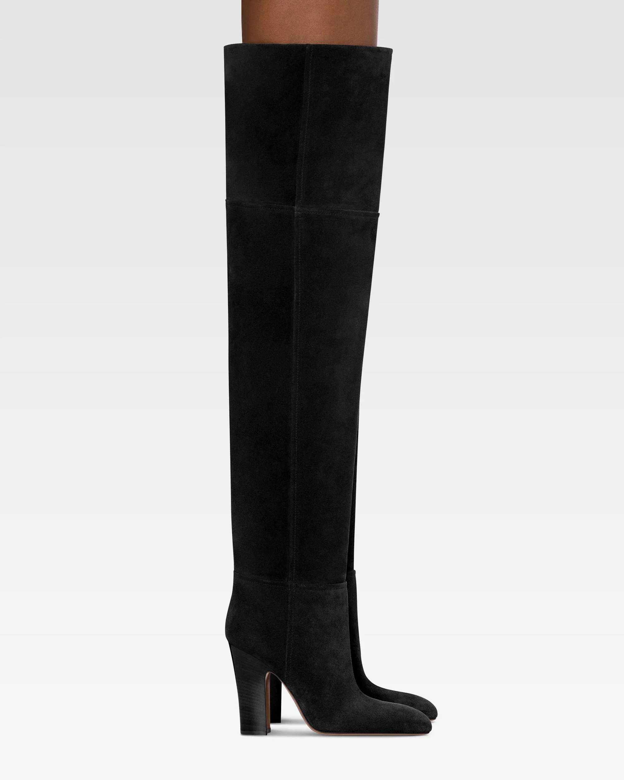 Over-the-knee boots in black calf suede leather 6 Over-the-knee boots in black calf suede leather