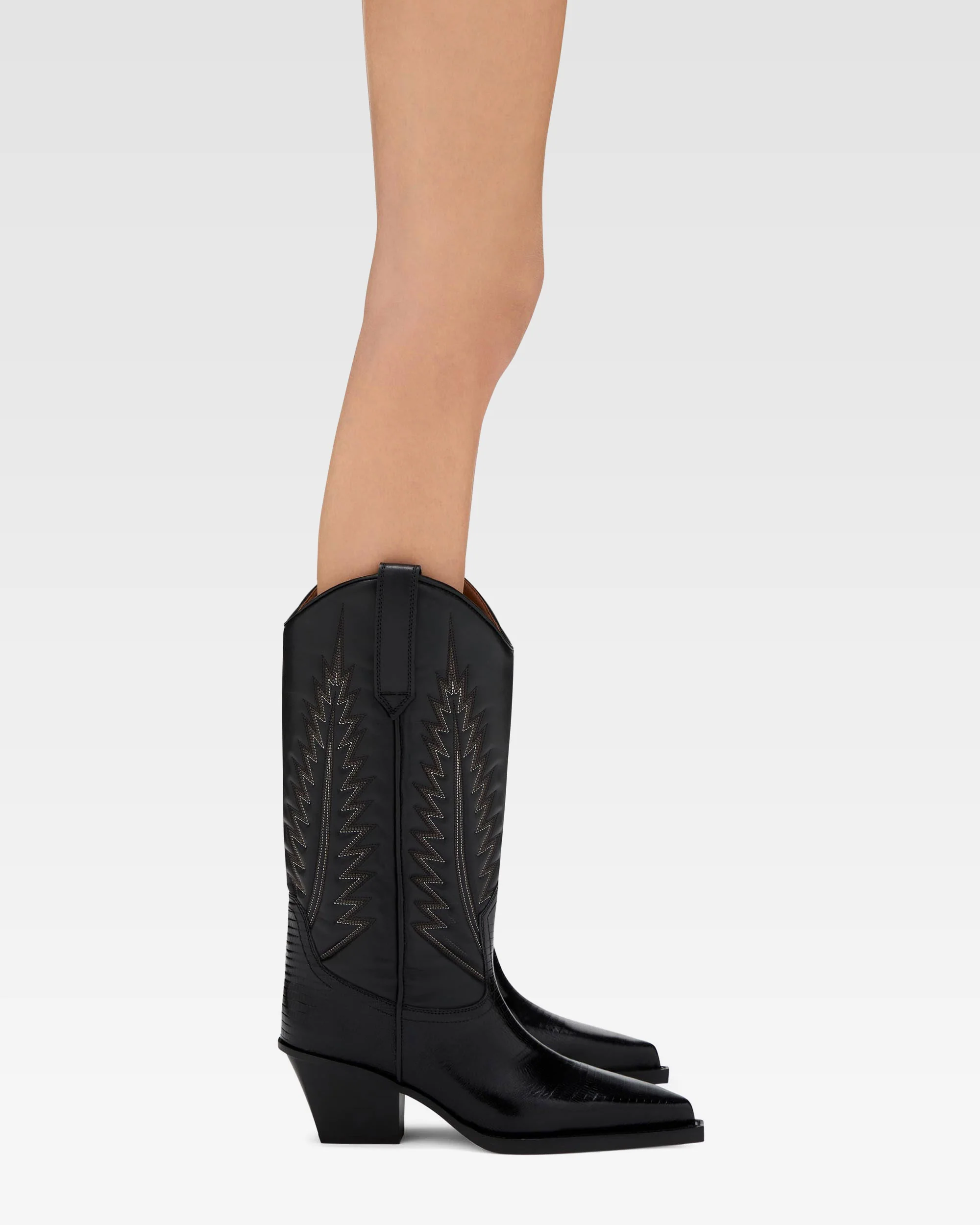 Black lizard-effect nappa leather boots 6 Black lizard-effect nappa leather boots