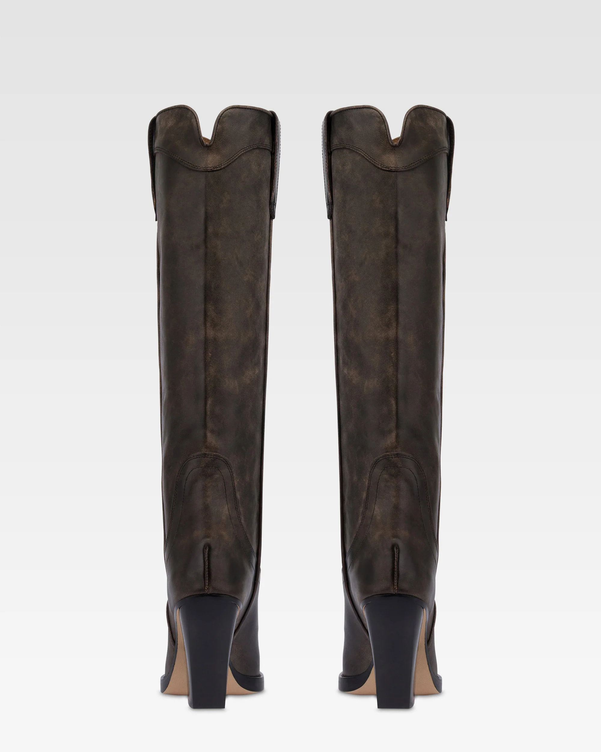 Texan boots in black vintage-effect leather.