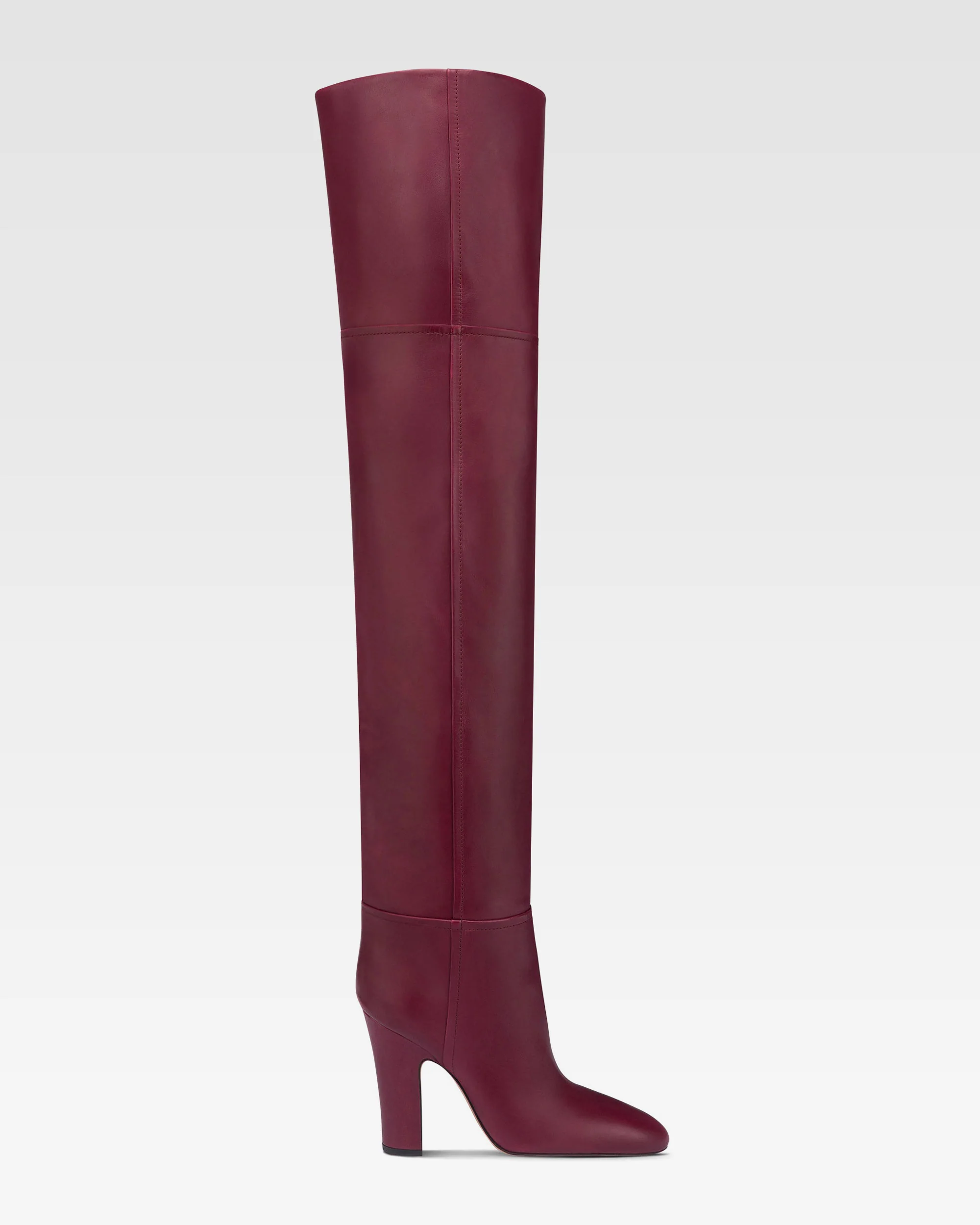 Over-the-knee boots in rouge noir calf leather