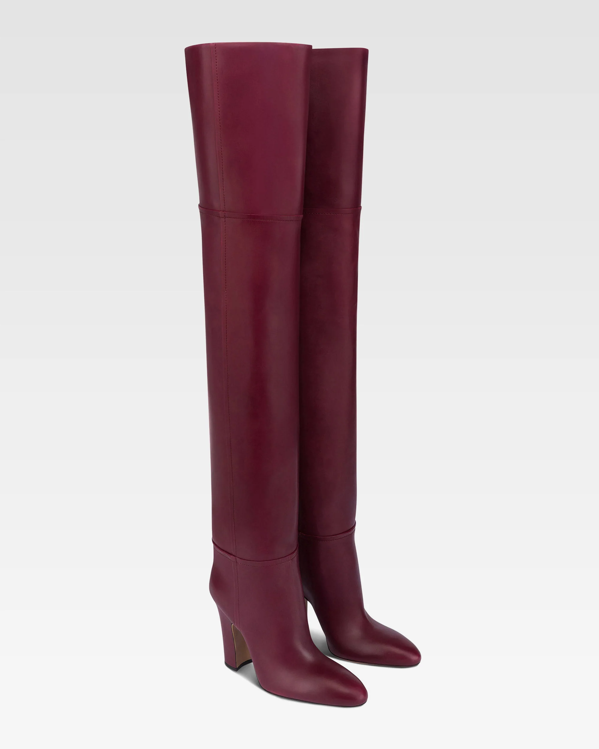 Over-the-knee boots in rouge noir calf leather