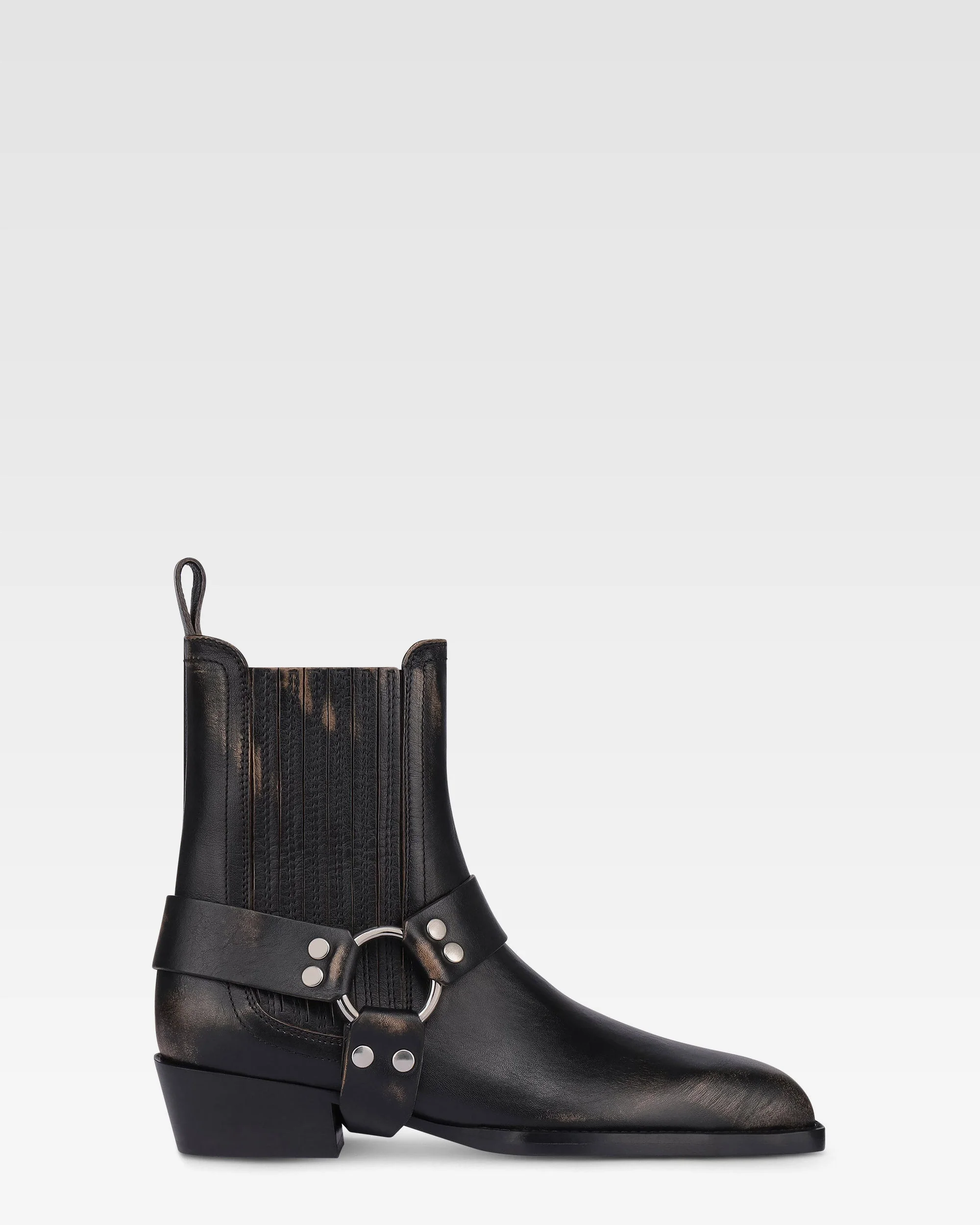 Ankle boots in black brushed leather