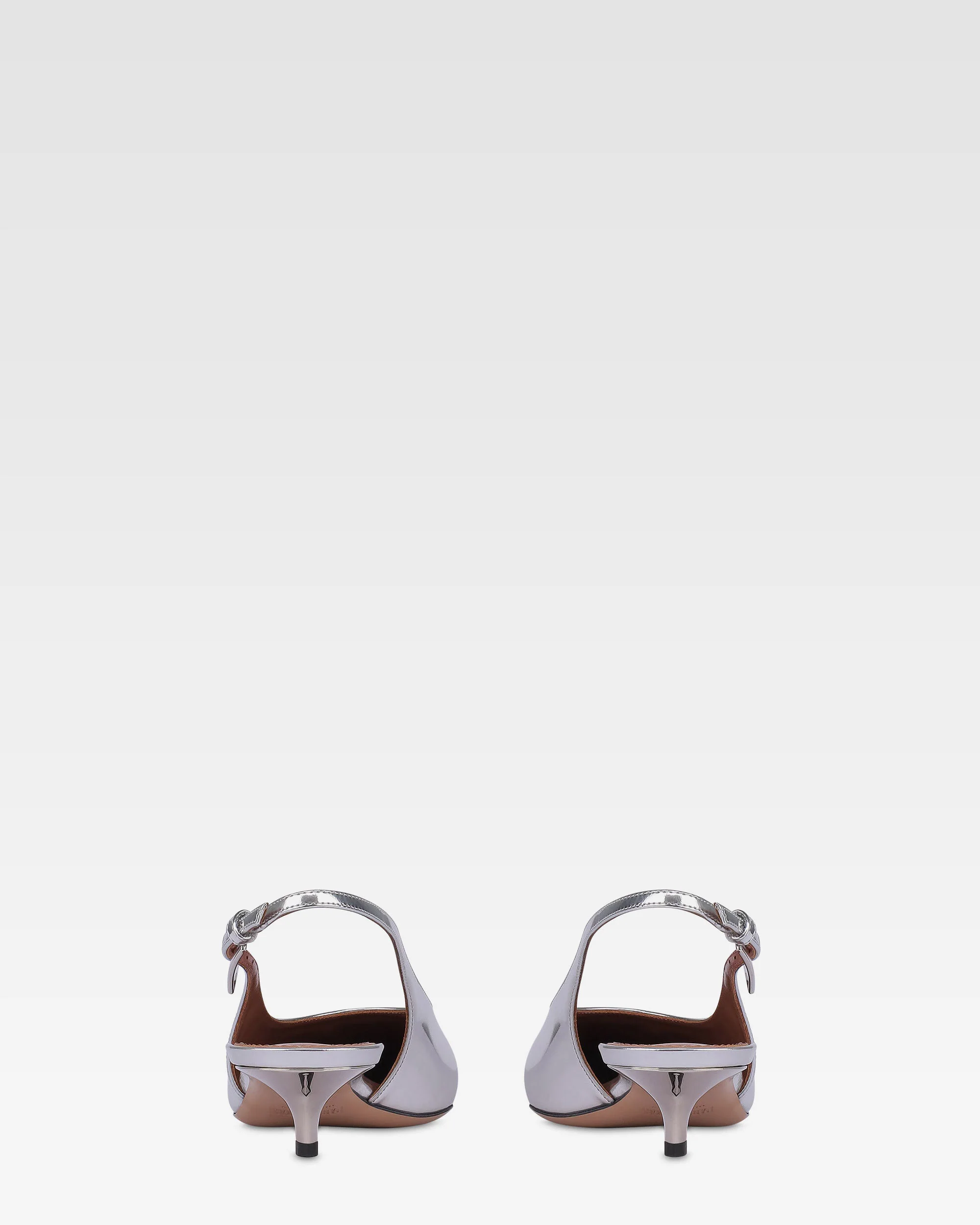 Slingbacks in silver mirror-effect leather 4 Slingbacks in silver mirror-effect leather