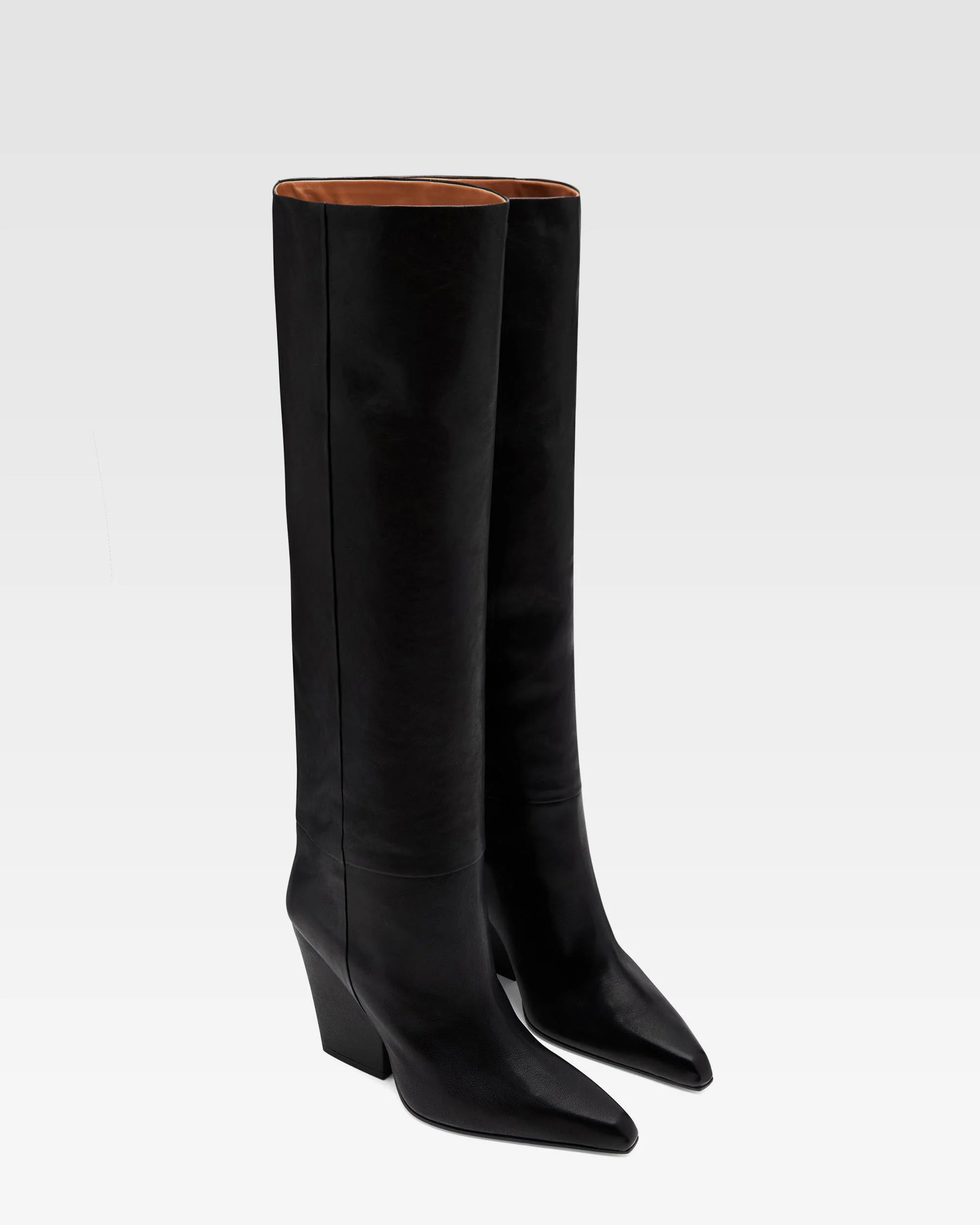 Black texture-effect leather boots