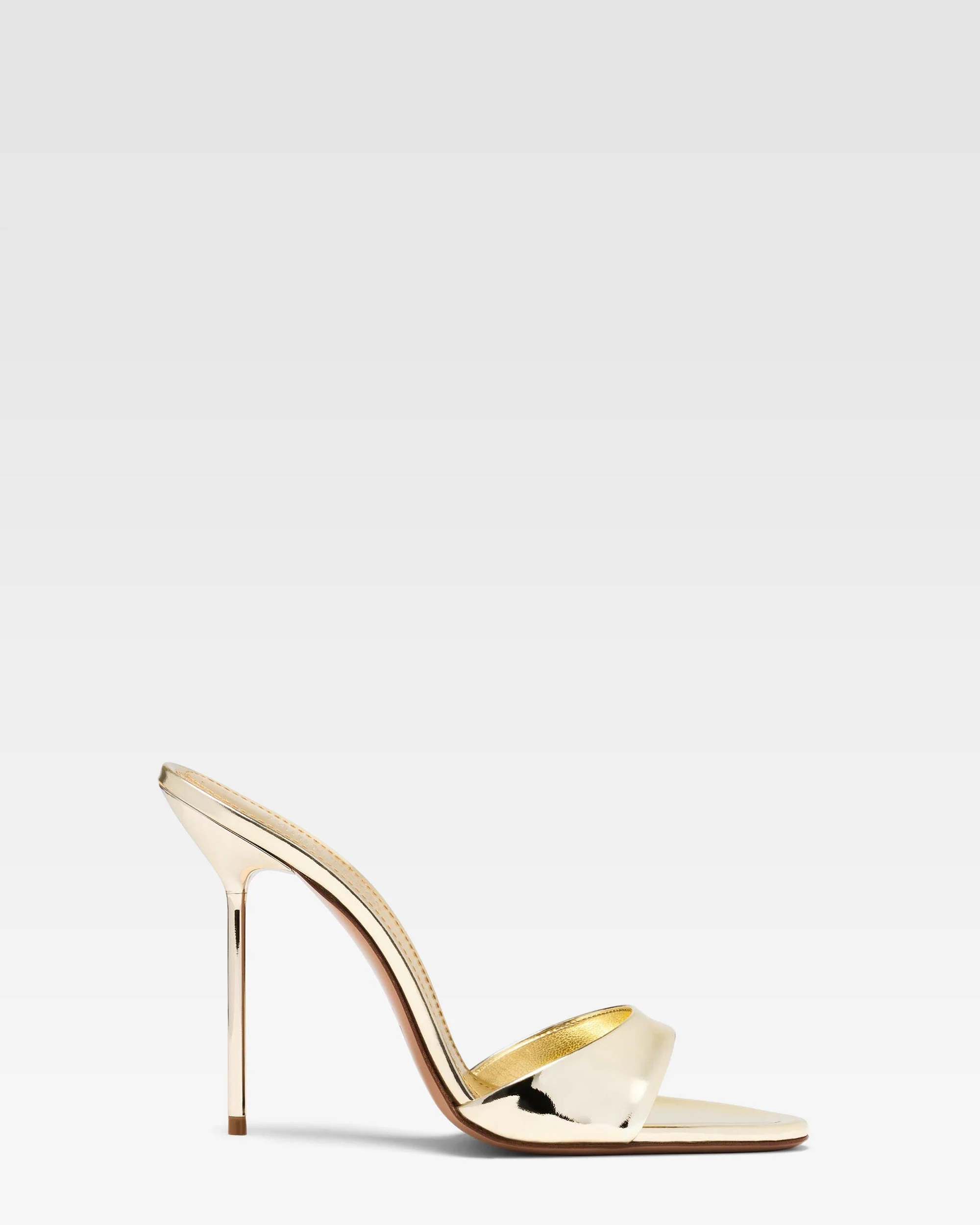 Gold mirrored leather mule