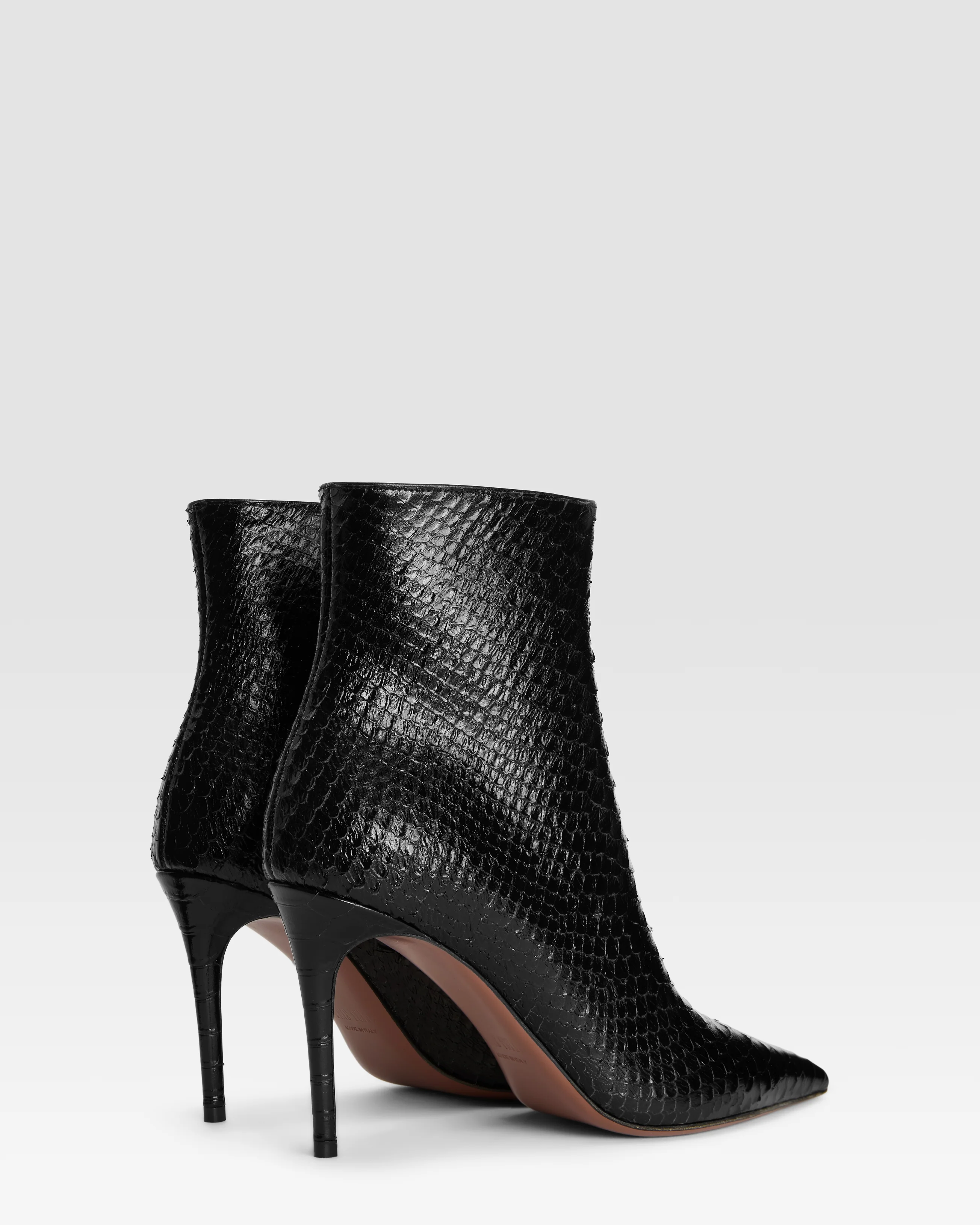 Ankle boots in black printed python leather 3 Ankle boots in black printed python leather