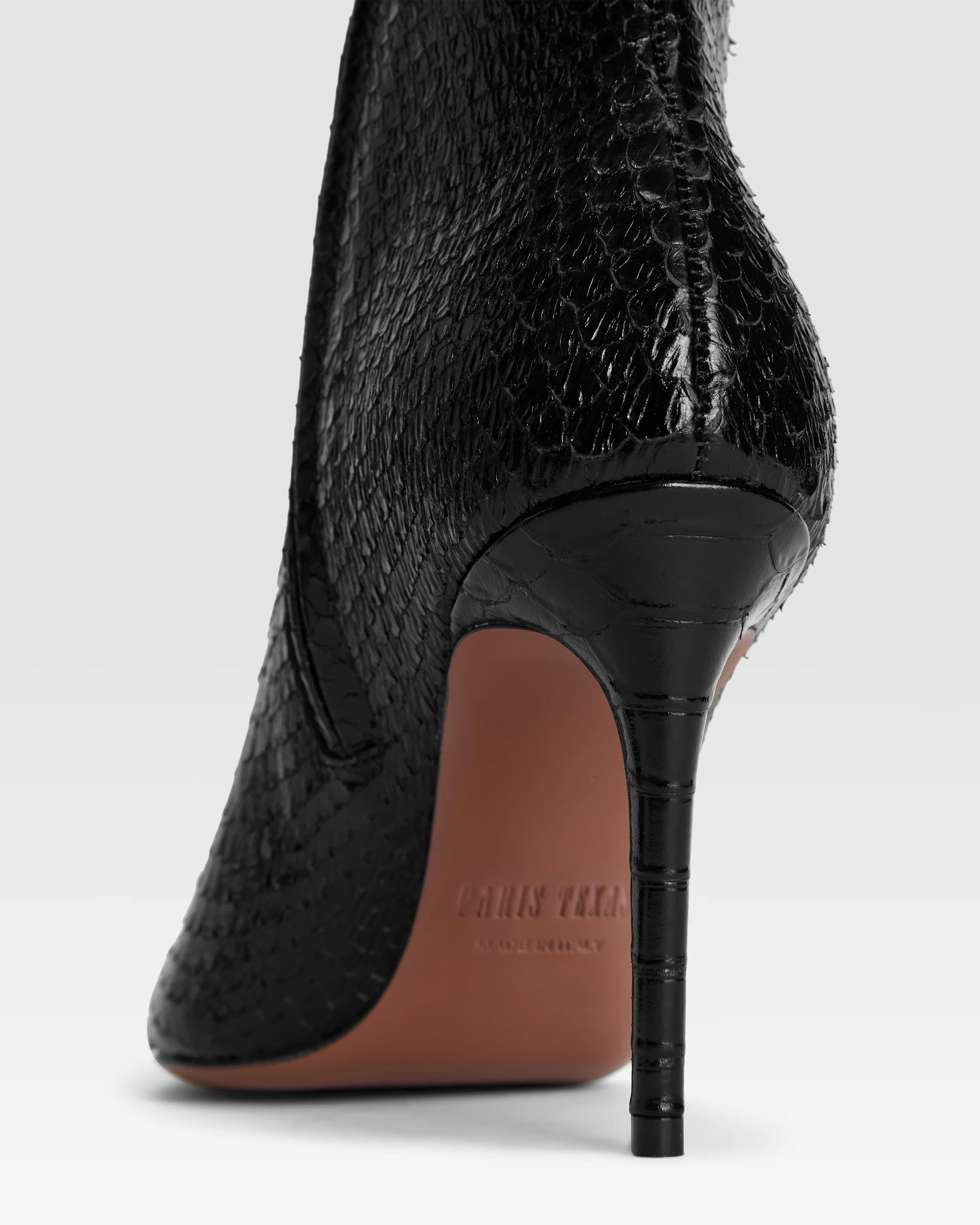 Ankle boots in black printed python leather 4 Ankle boots in black printed python leather