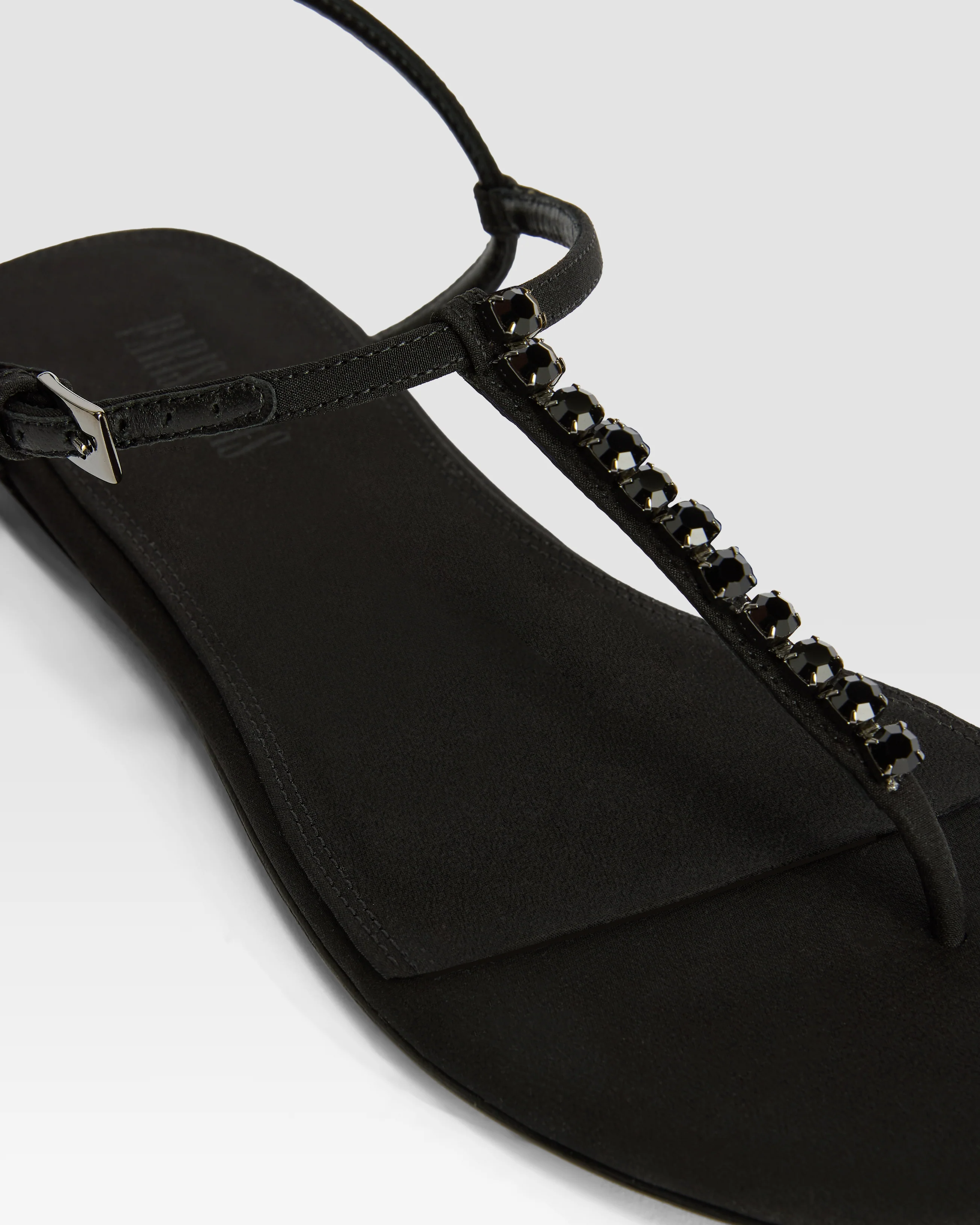 Flat sandals in black crepe satin with stud detailing 4 Flat sandals in black crepe satin with stud detailing