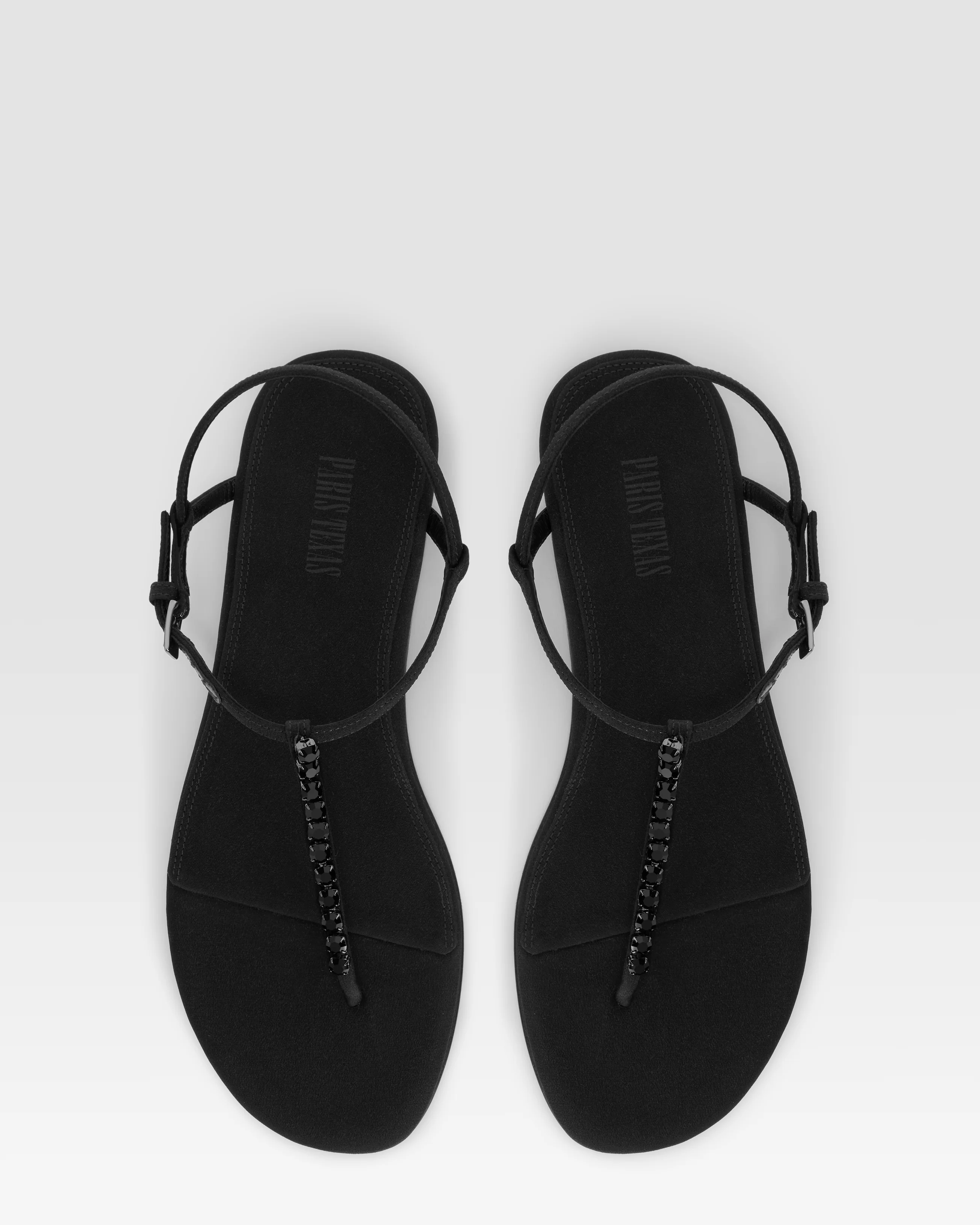 Flat sandals in black crepe satin with stud detailing 5 Flat sandals in black crepe satin with stud detailing