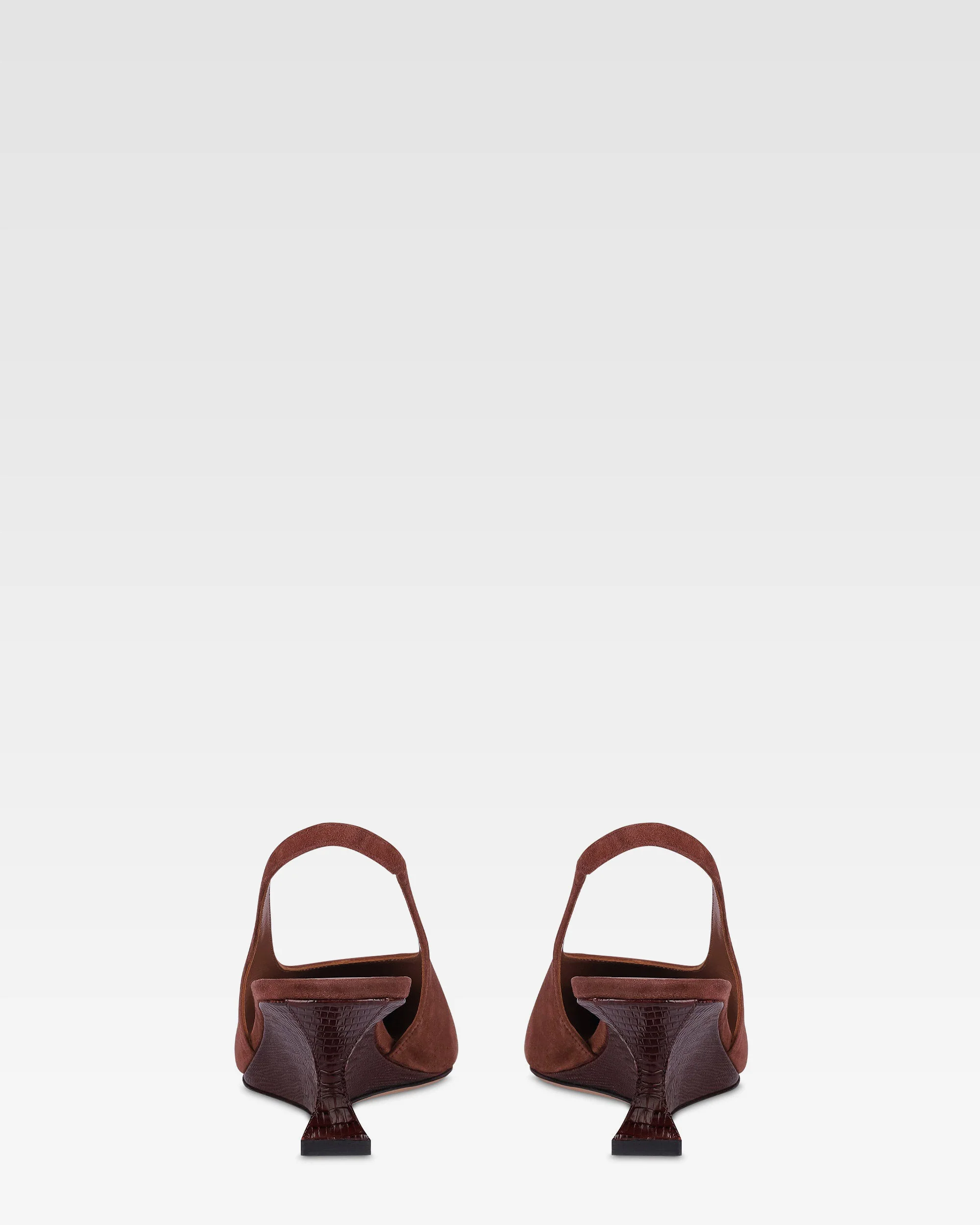 Slingbacks in rouge noir suede leather with lizard print leather heel 4 Slingbacks in rouge noir suede leather with lizard print leather heel