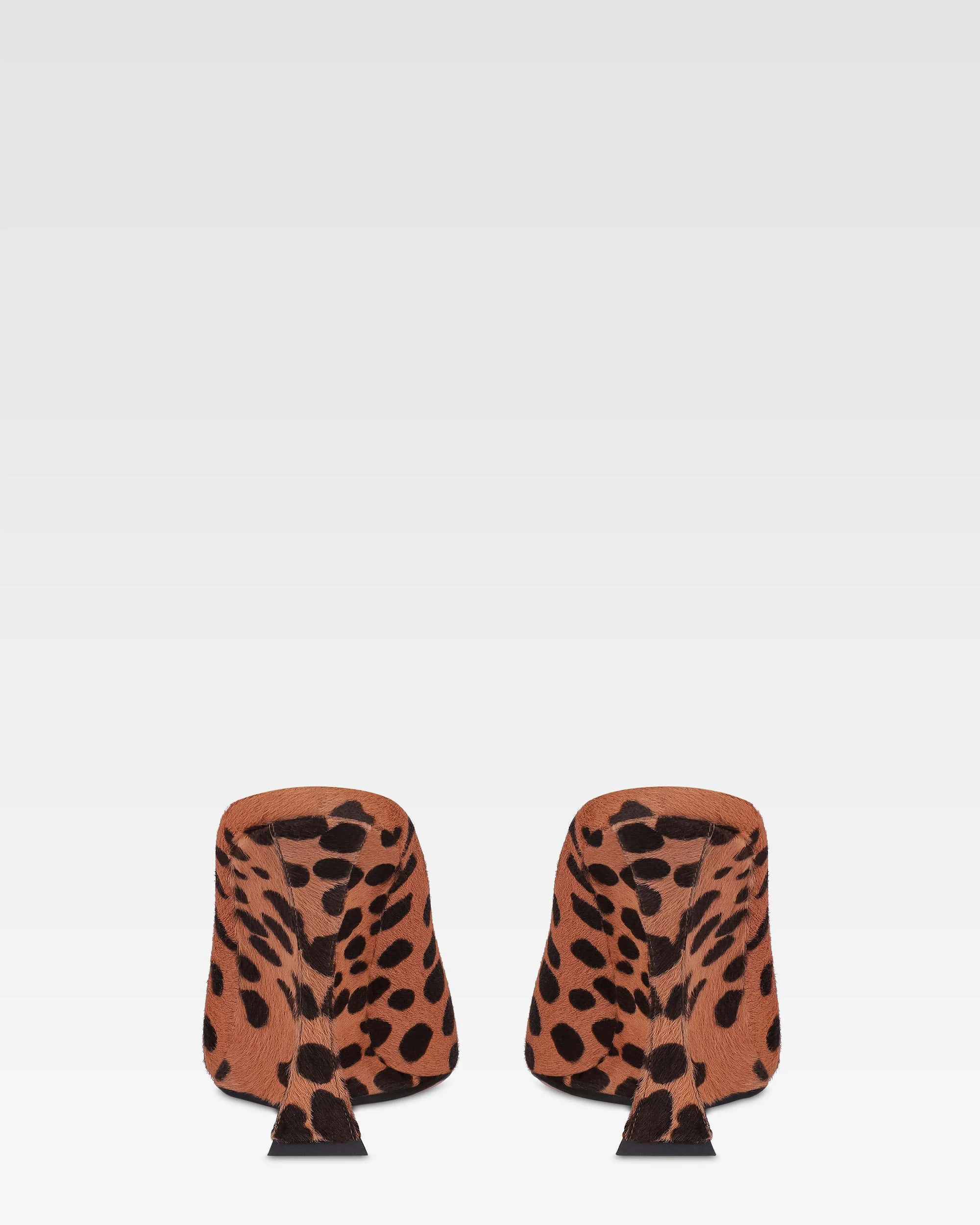 Open-toe sabots in caramel and dark brown printed cowhide 4 Open-toe sabots in caramel and dark brown printed cowhide