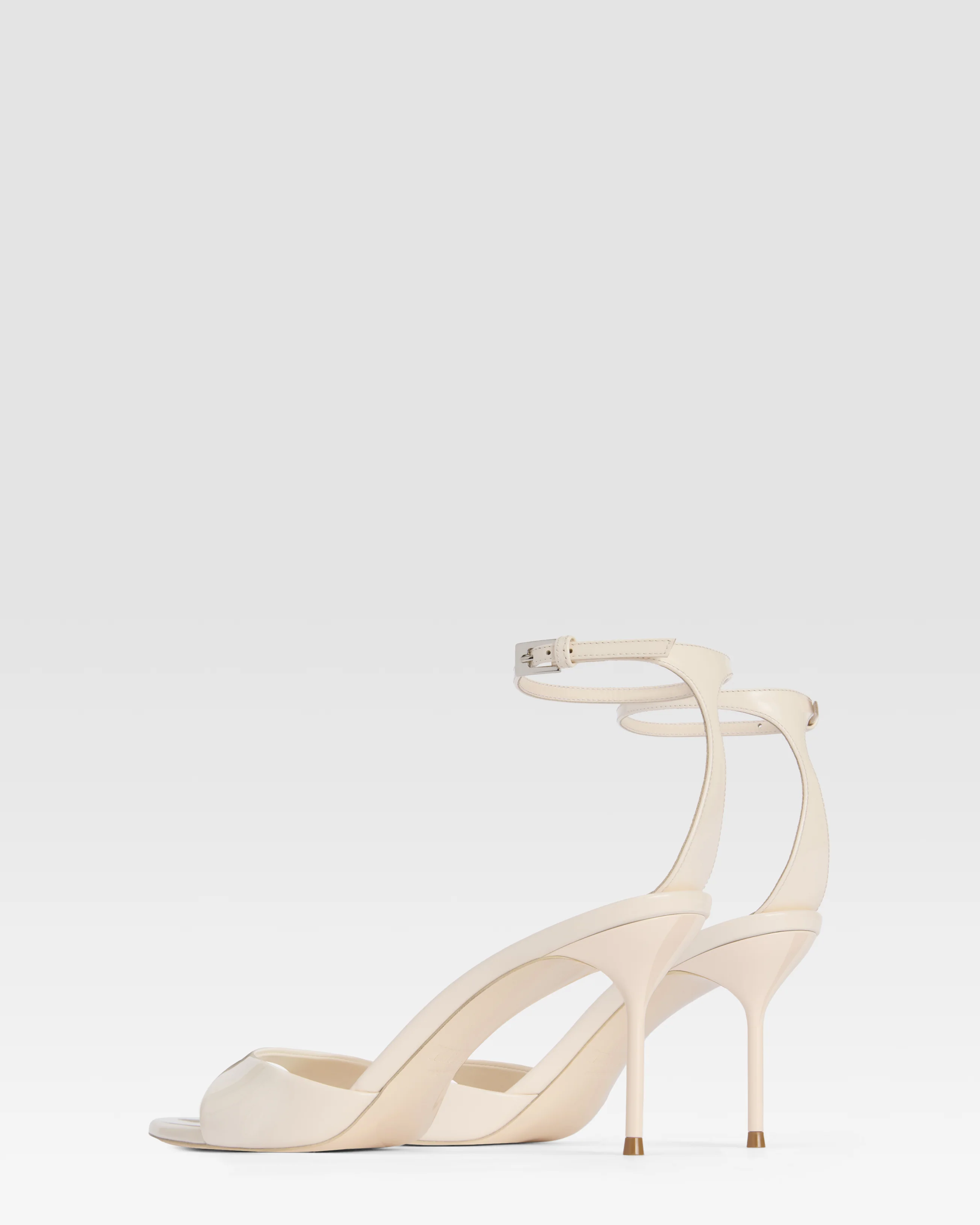 Ankle-strap sandals in ivory patent leather 3 Ankle-strap sandals in ivory patent leather