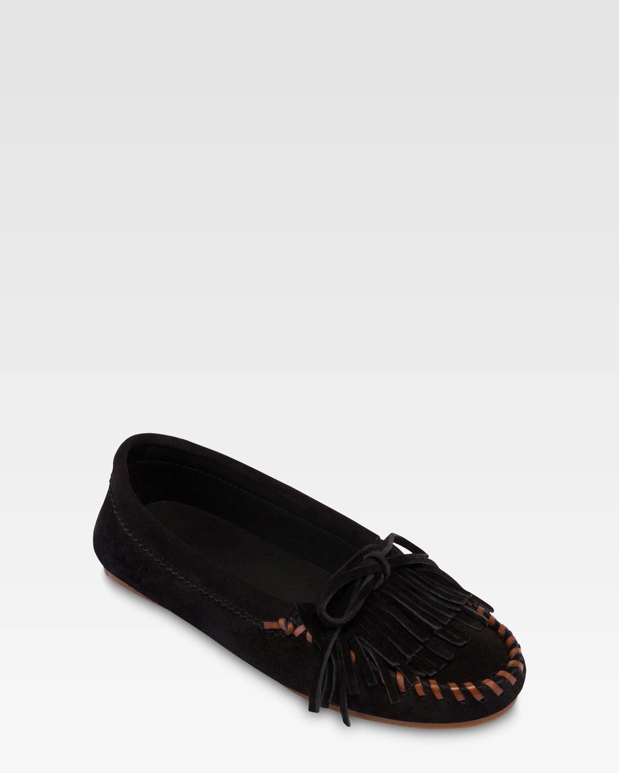 Loafers in black suede leather
