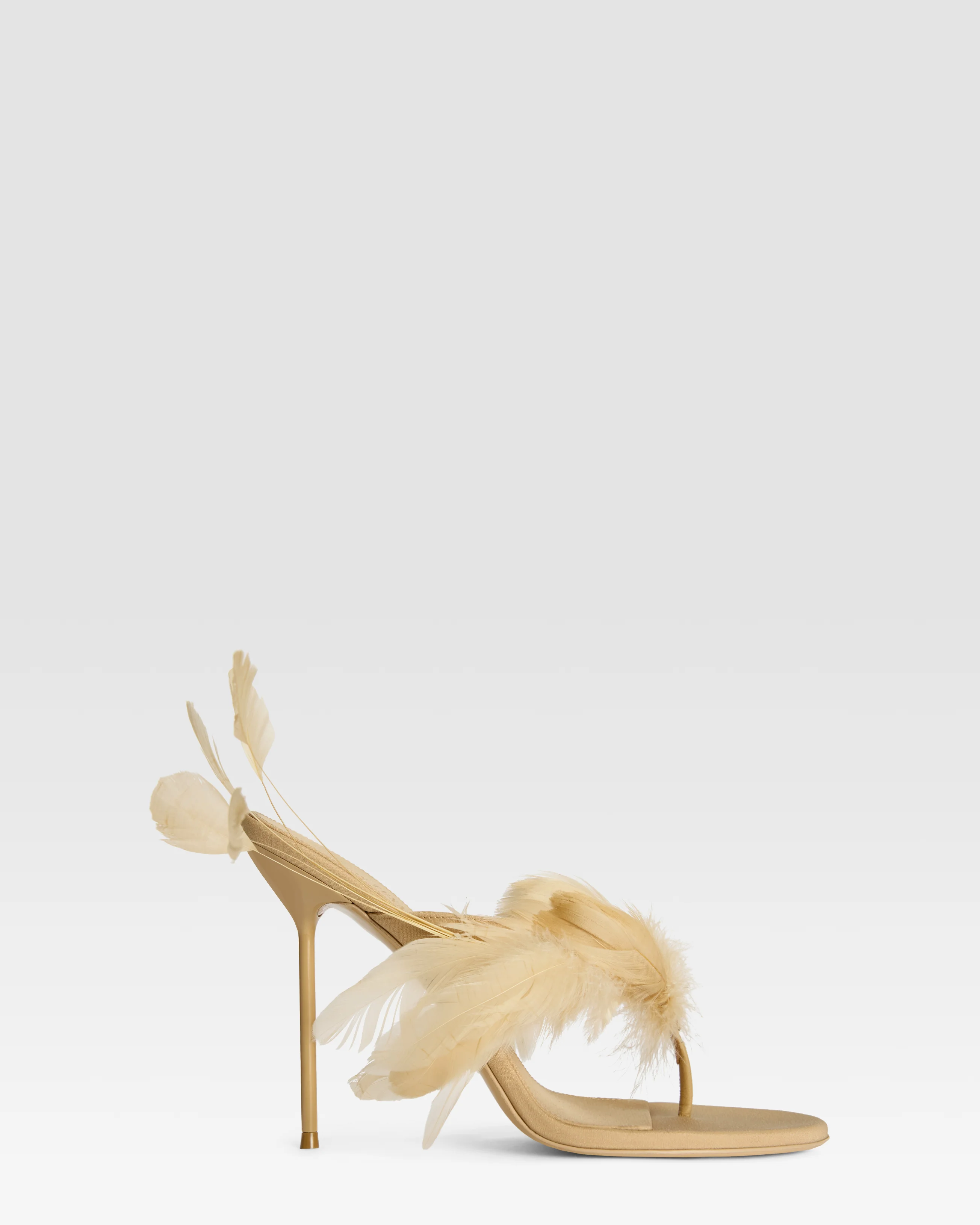 Thong mules in honey crepe satin