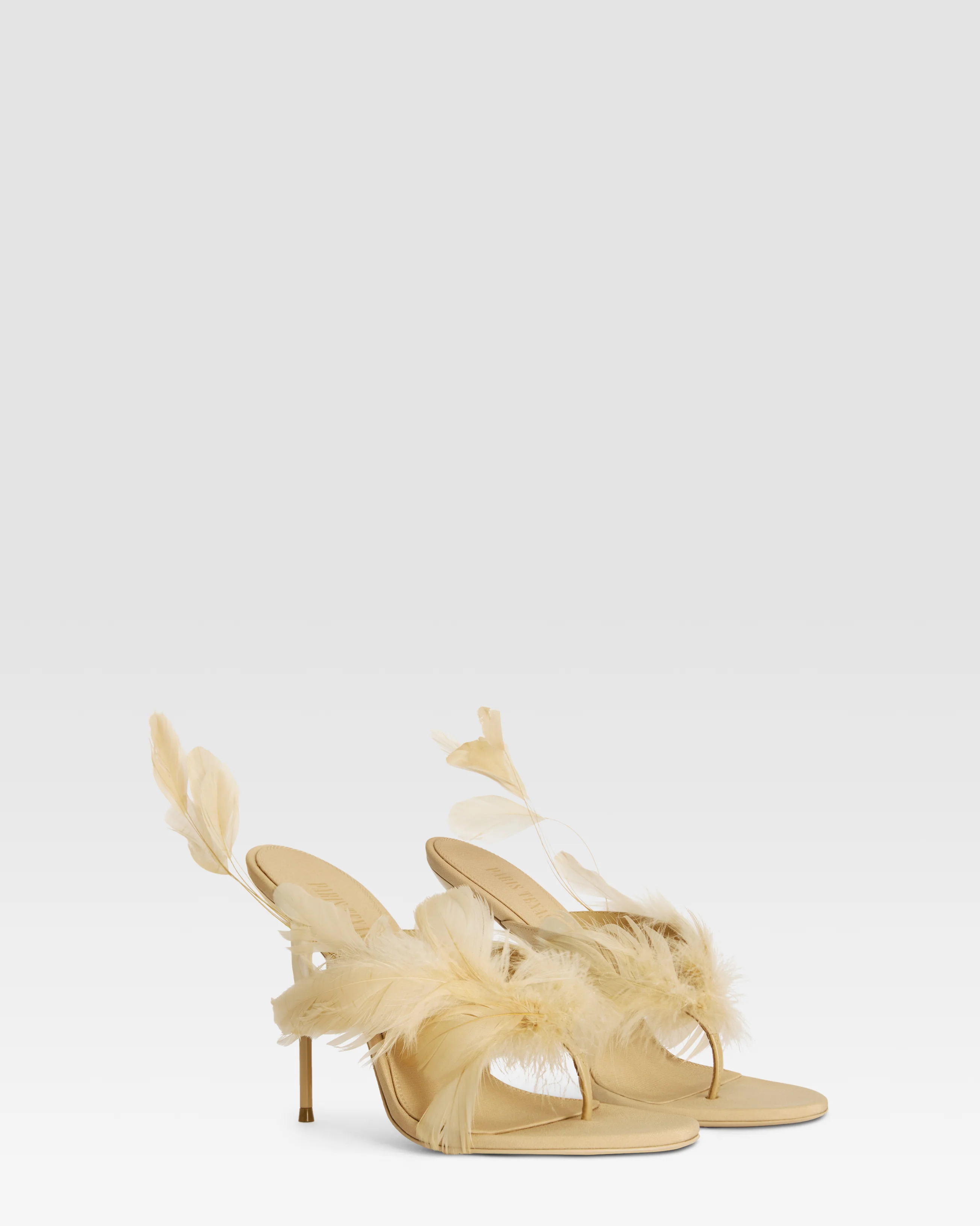 Thong mules in honey crepe satin