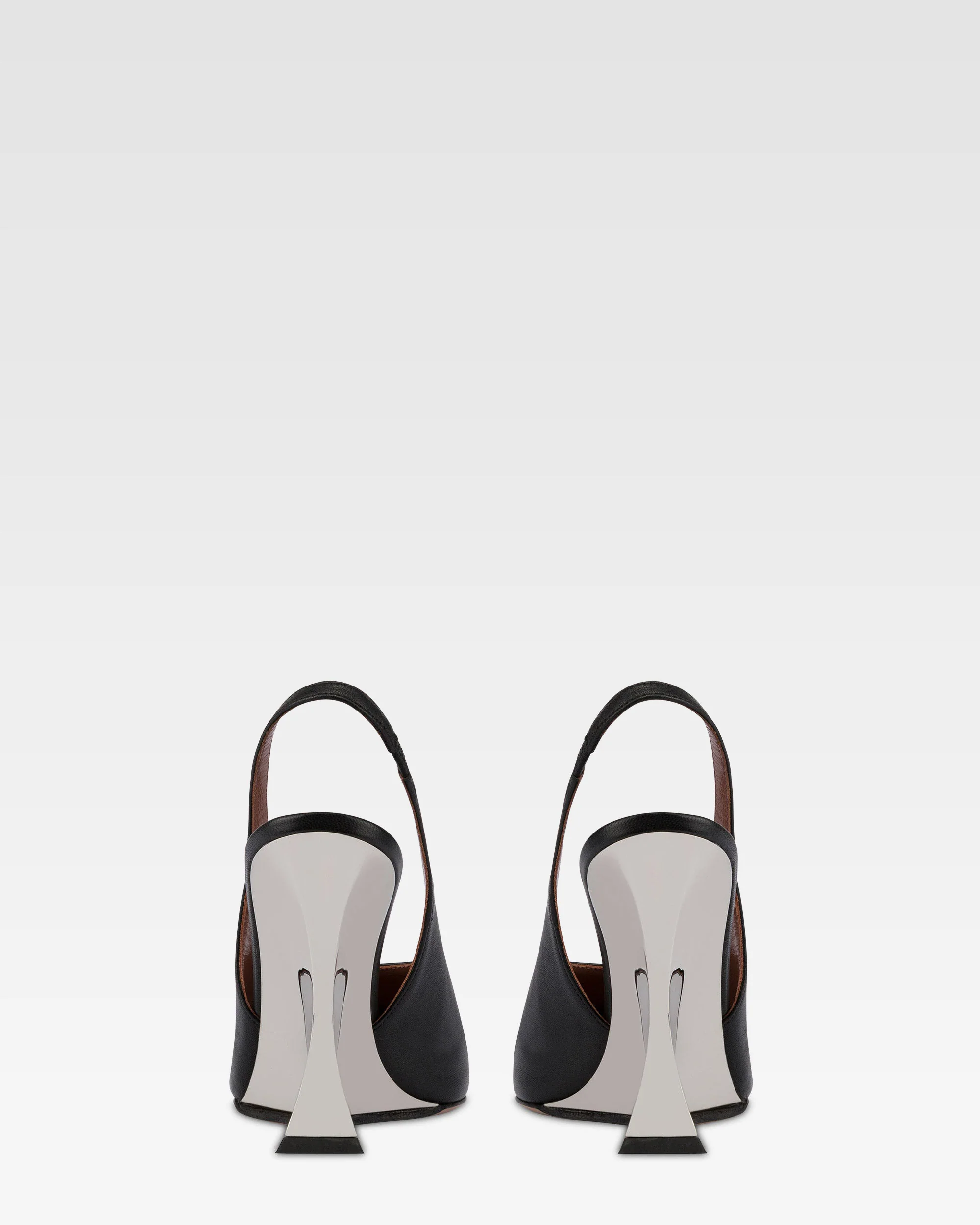 Slingbacks in black and silver leather 4 Slingbacks in black and silver leather