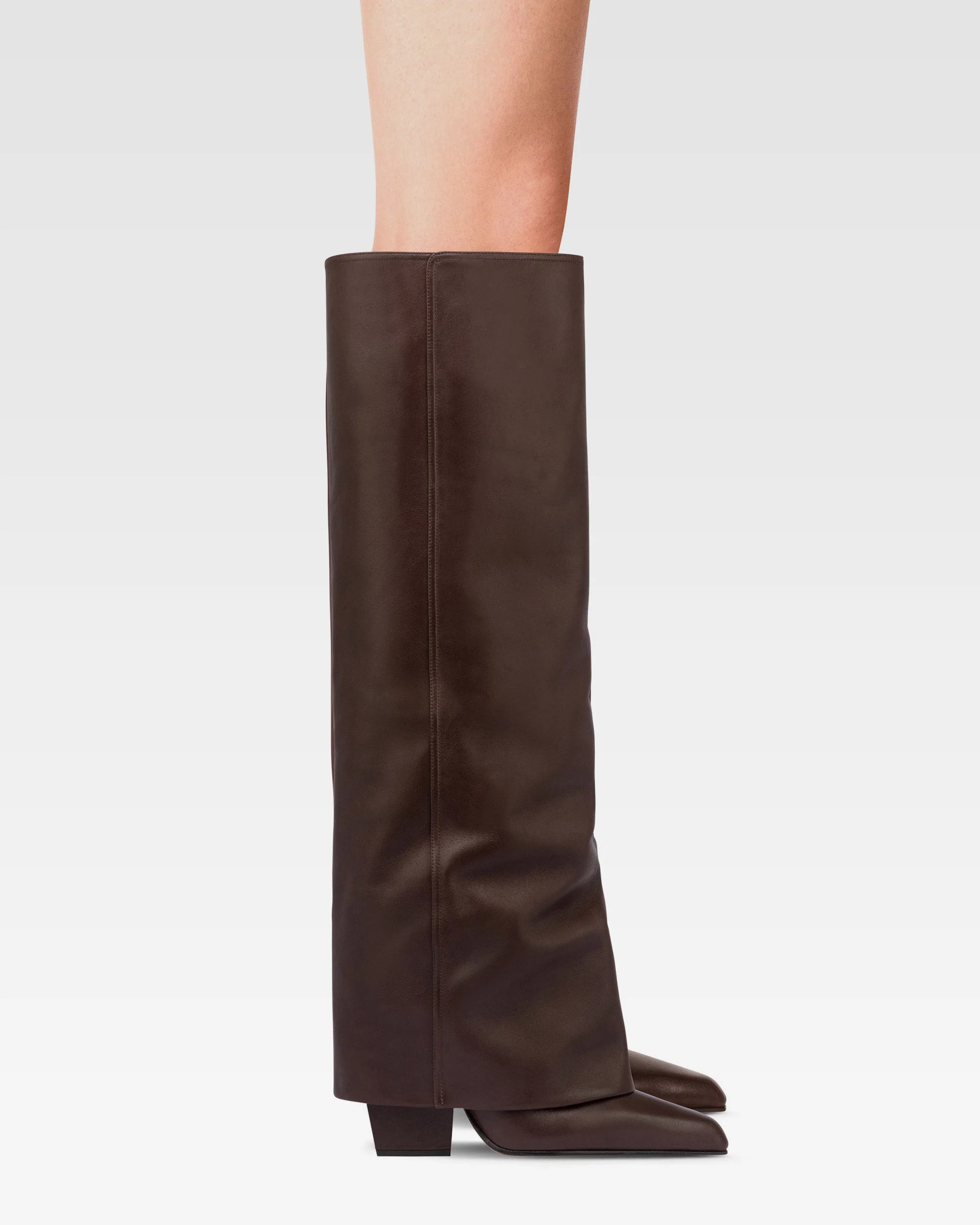Fold-over boots in mocha leather 6 Fold-over boots in mocha leather