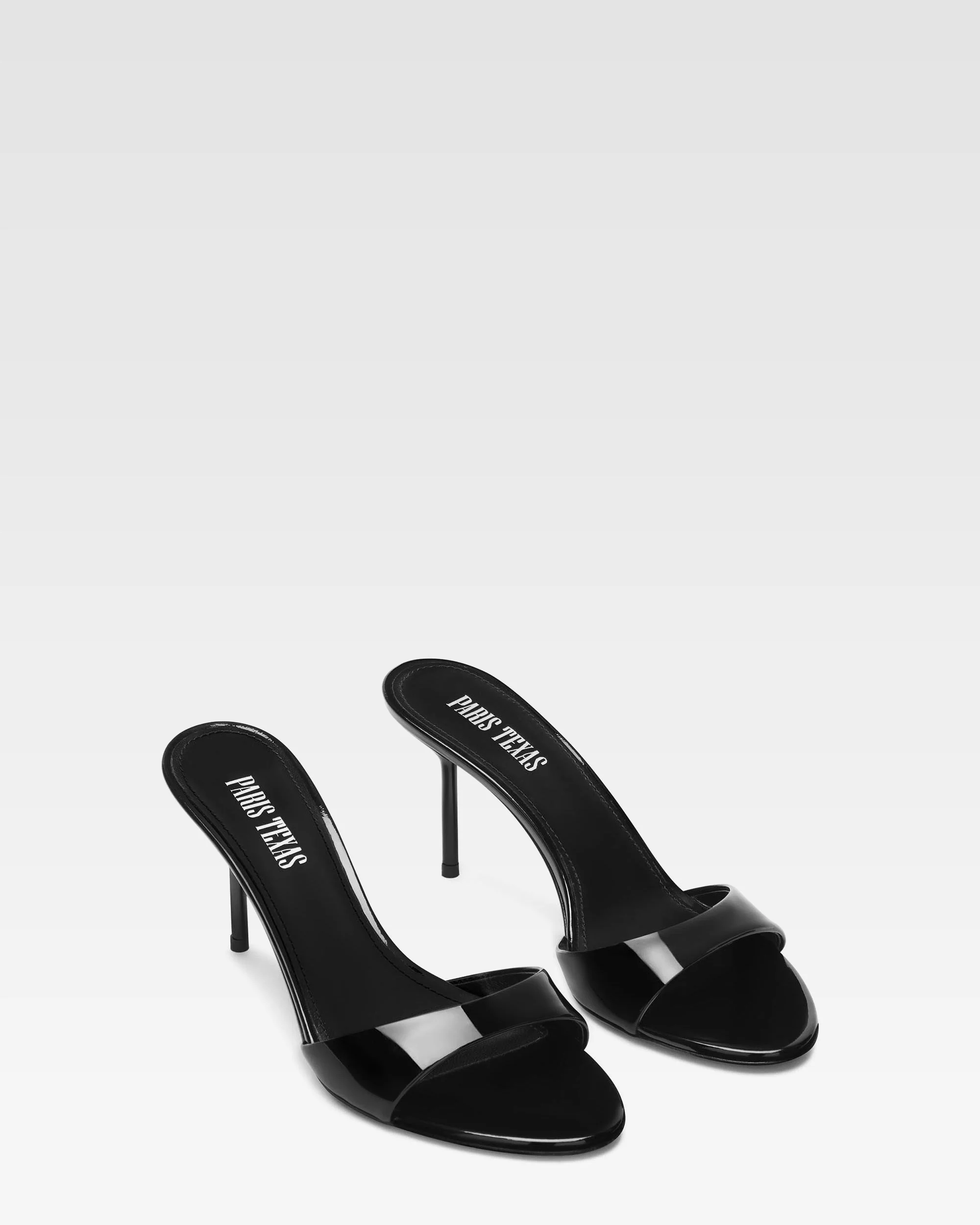Black patent leather mule