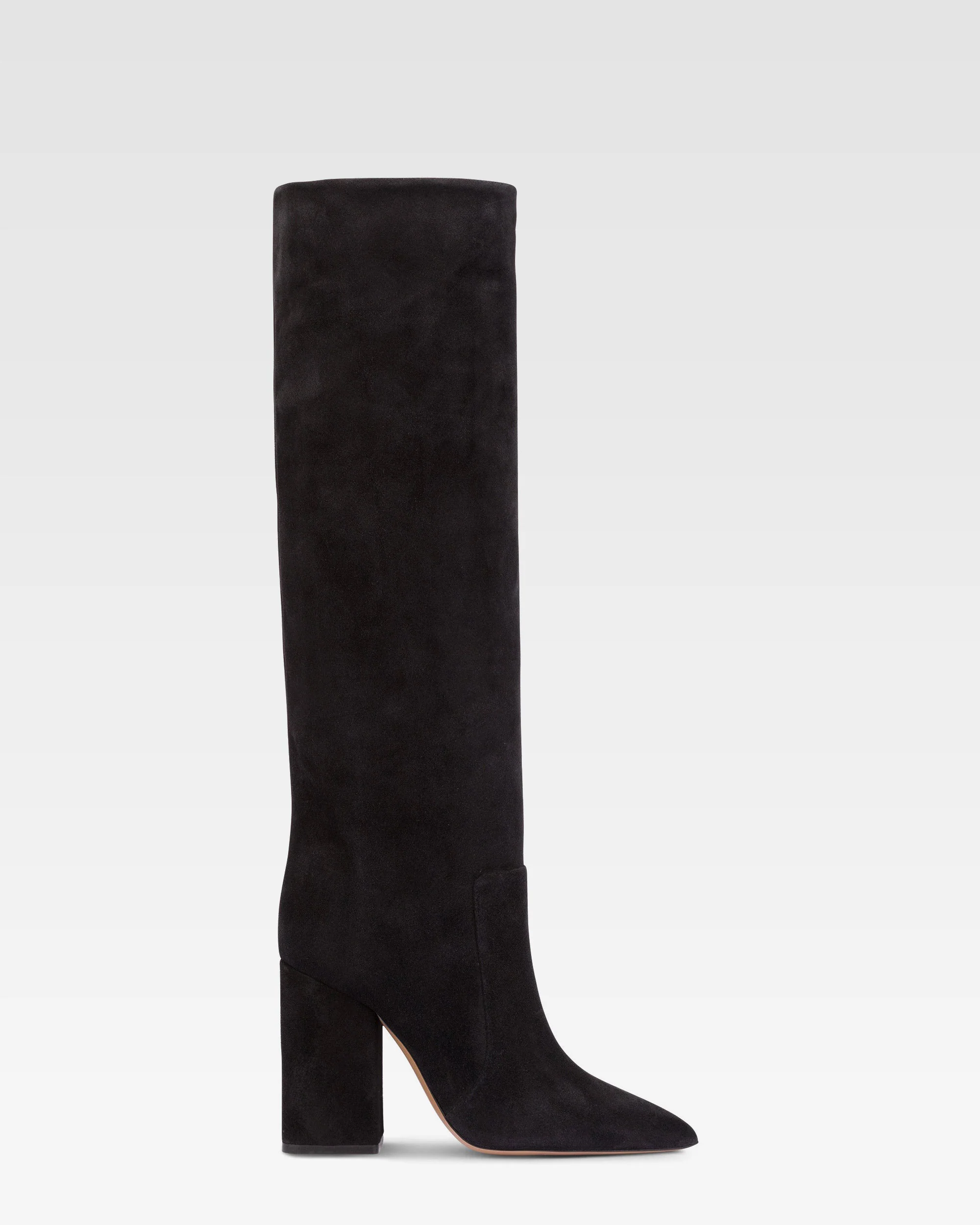 Knee-high boots in soft off-black suede leather