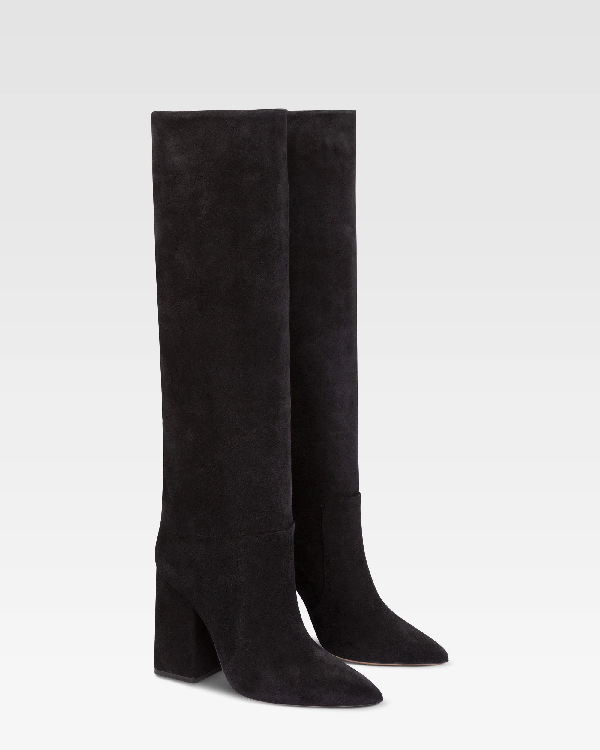 Knee-high boots in soft off-black suede leather