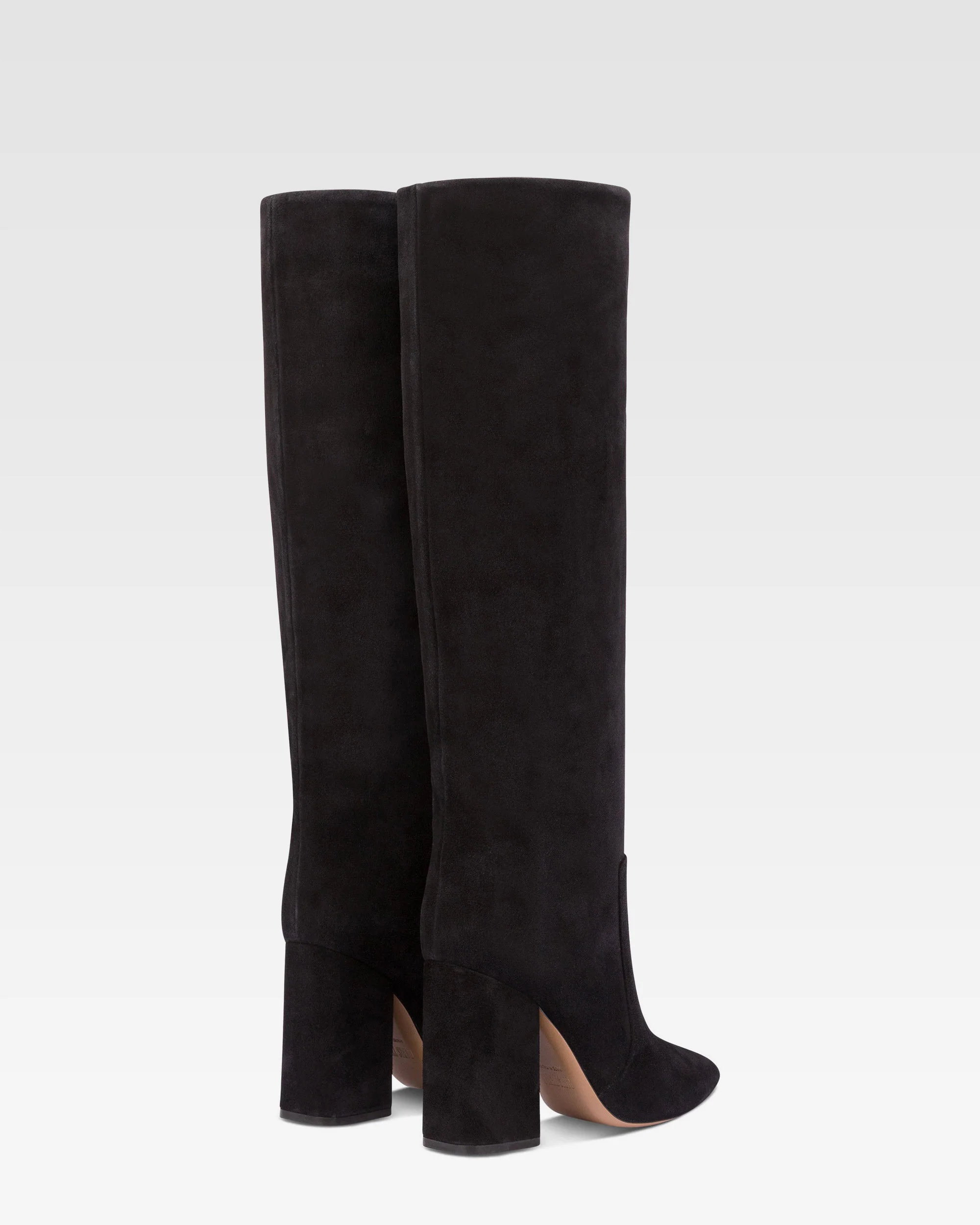 Knee-high boots in soft off-black suede leather 3 Knee-high boots in soft off-black suede leather