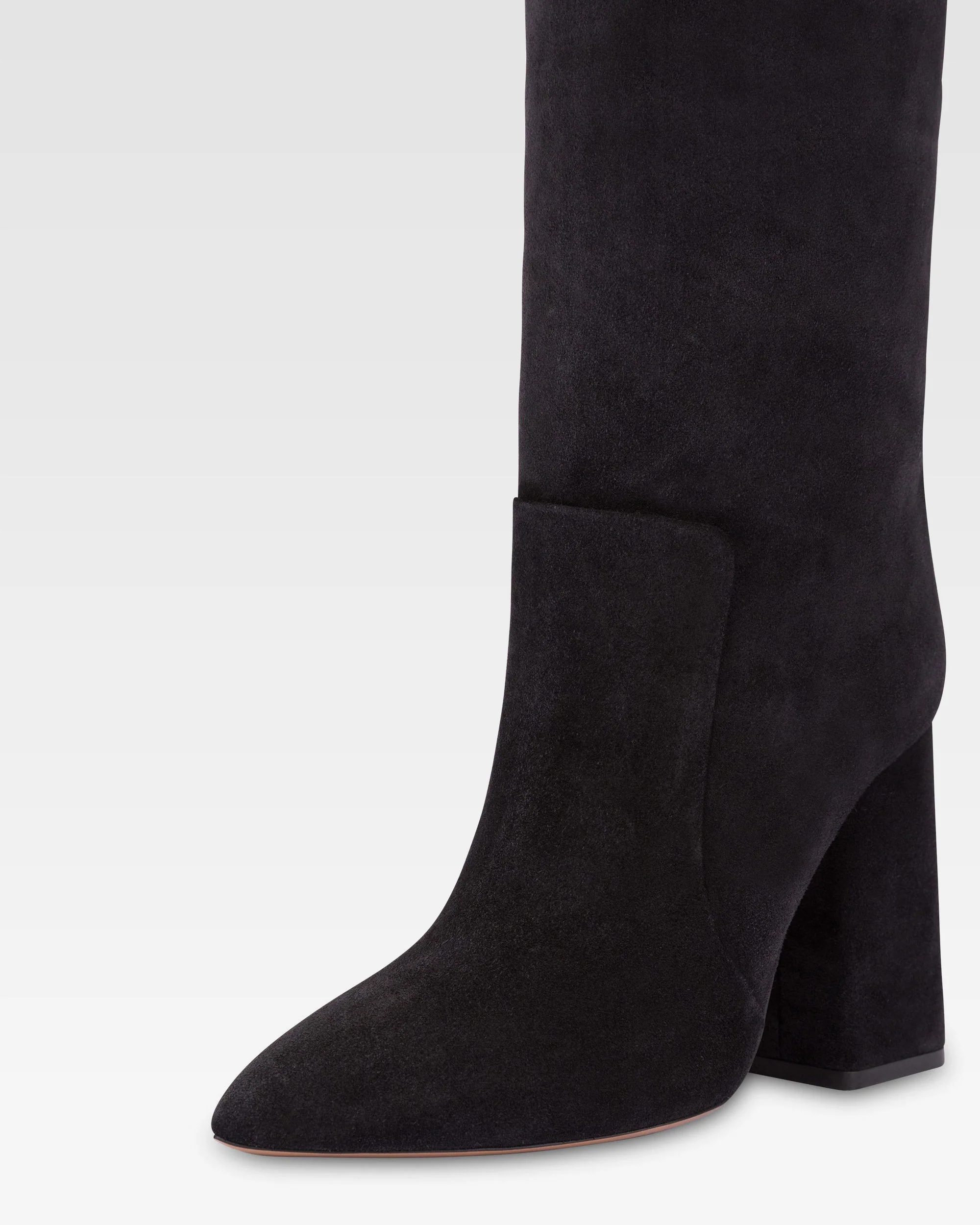 Knee-high boots in soft off-black suede leather 5 Knee-high boots in soft off-black suede leather