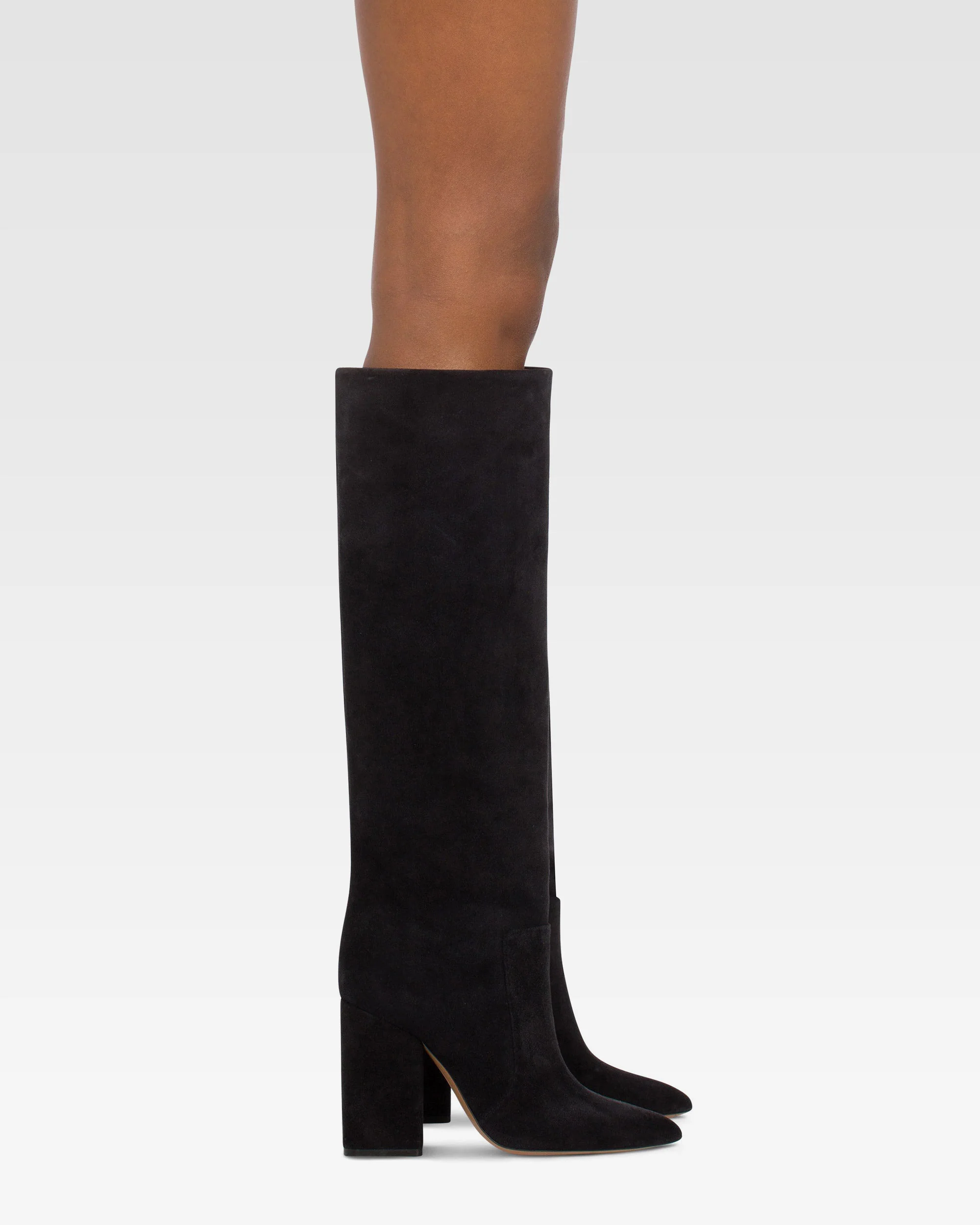 Knee-high boots in soft off-black suede leather 6 Knee-high boots in soft off-black suede leather