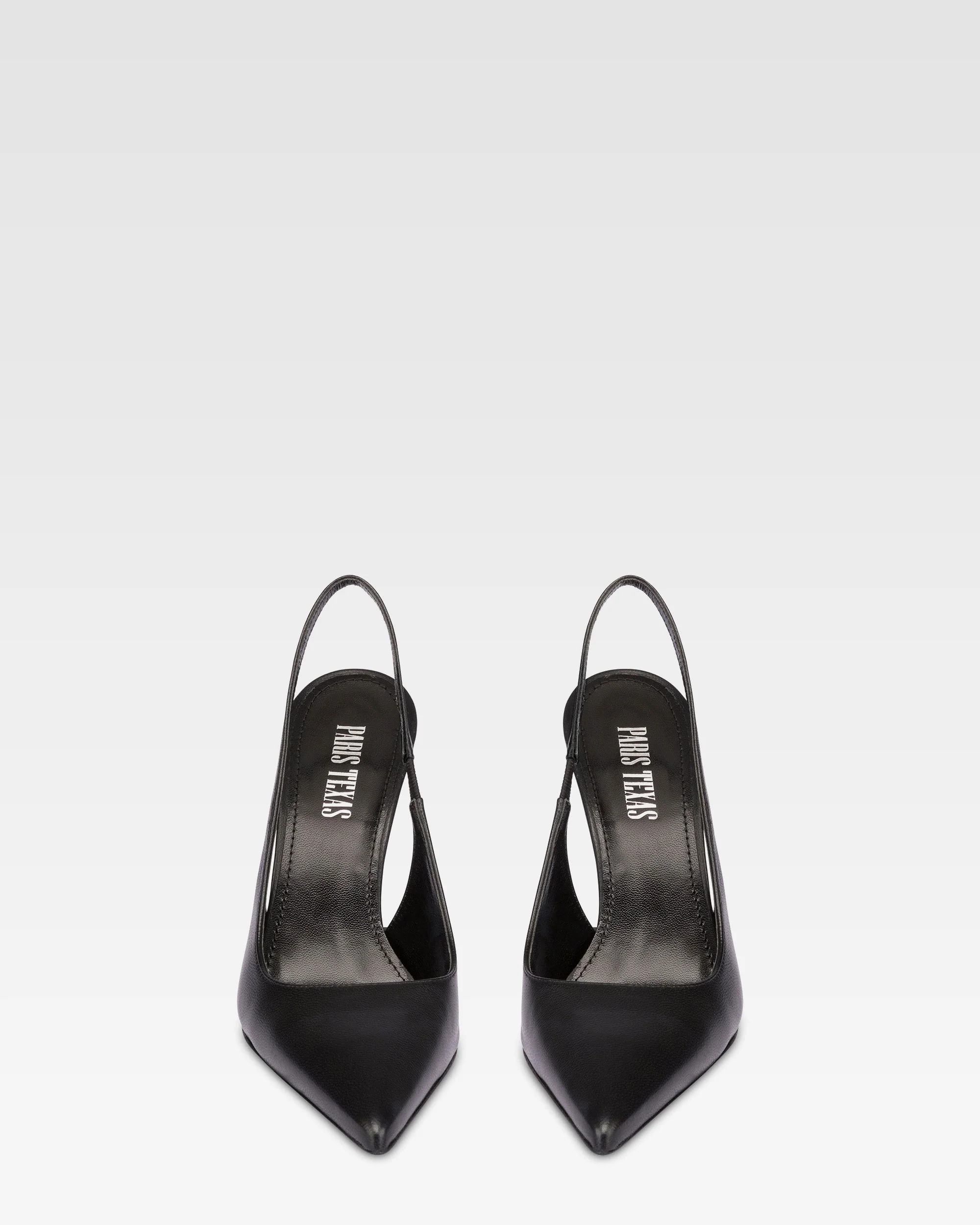 Sharp, pointed slingbacks in smooth black leather 3 Sharp, pointed slingbacks in smooth black leather