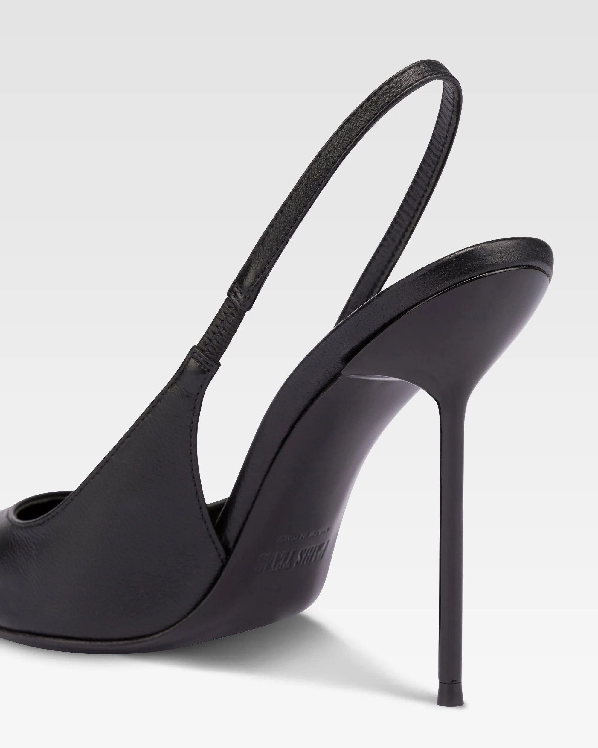 Sharp, pointed slingbacks in smooth black leather 5 Sharp, pointed slingbacks in smooth black leather