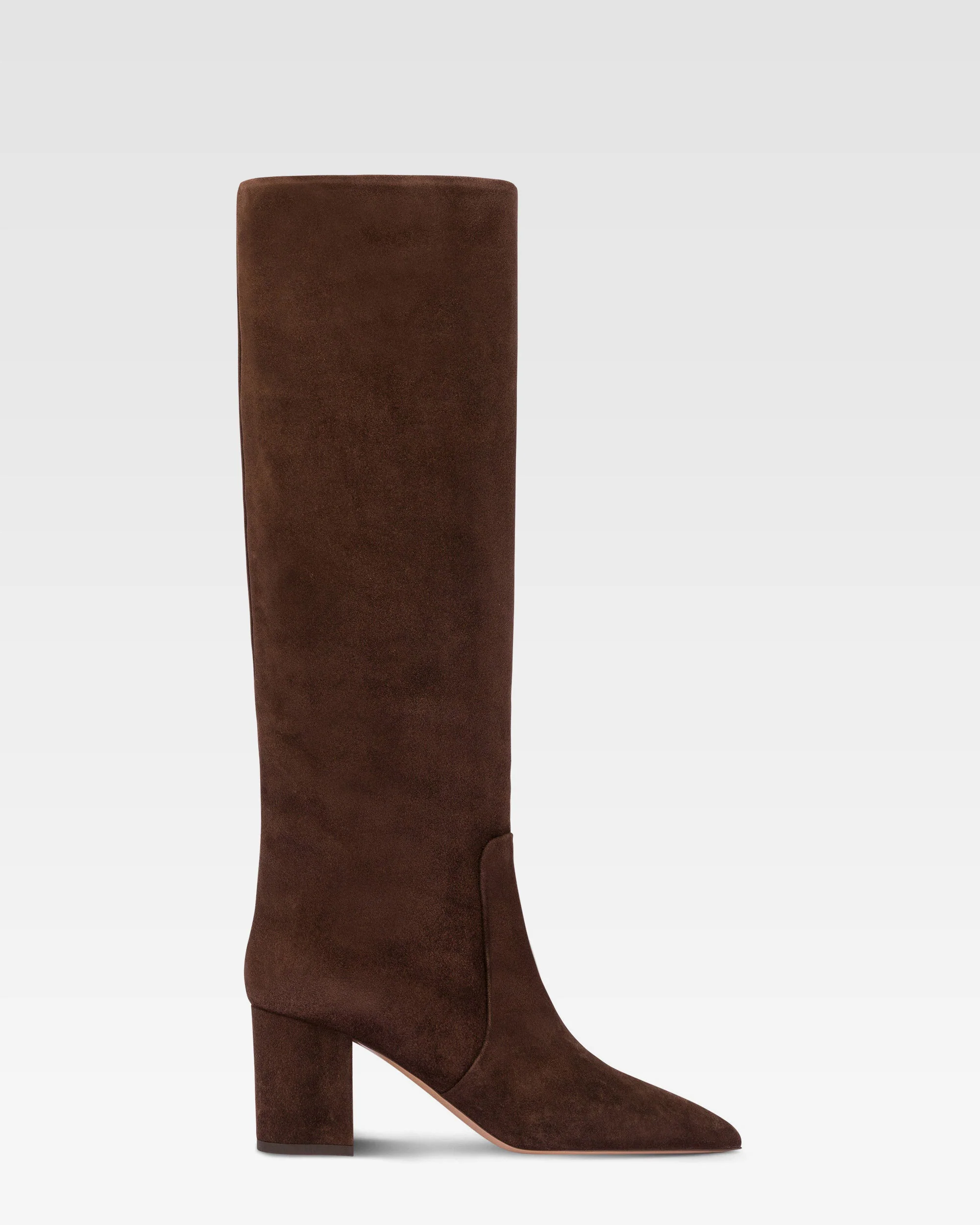 Knee-high boots in soft pepper suede leather