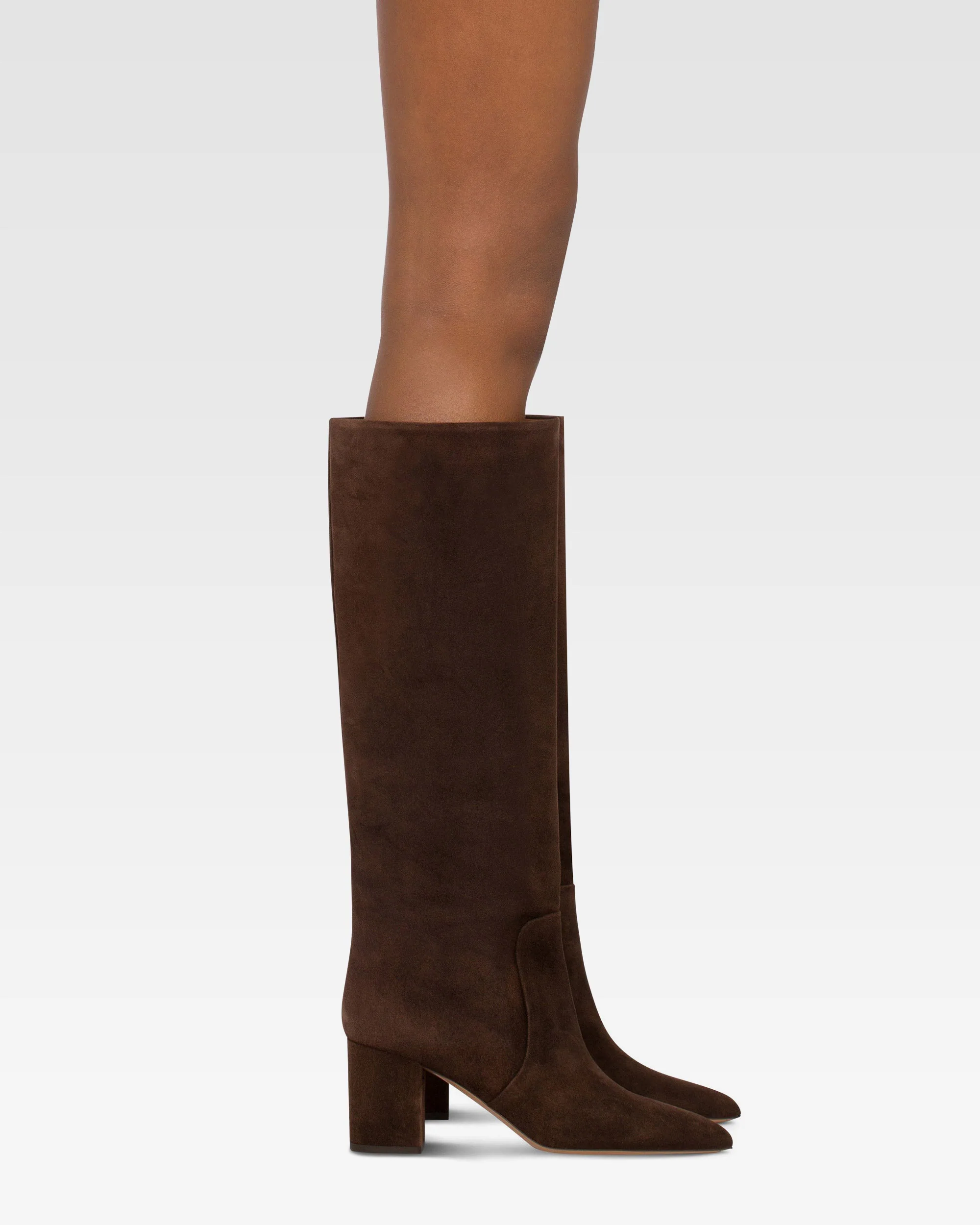 Knee-high boots in soft pepper suede leather 6 Knee-high boots in soft pepper suede leather