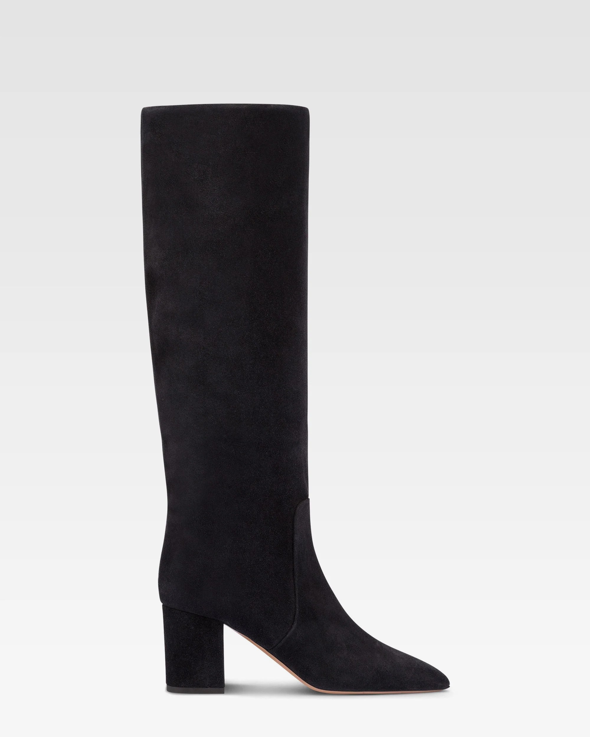 Knee-high boots in soft off-black suede leather