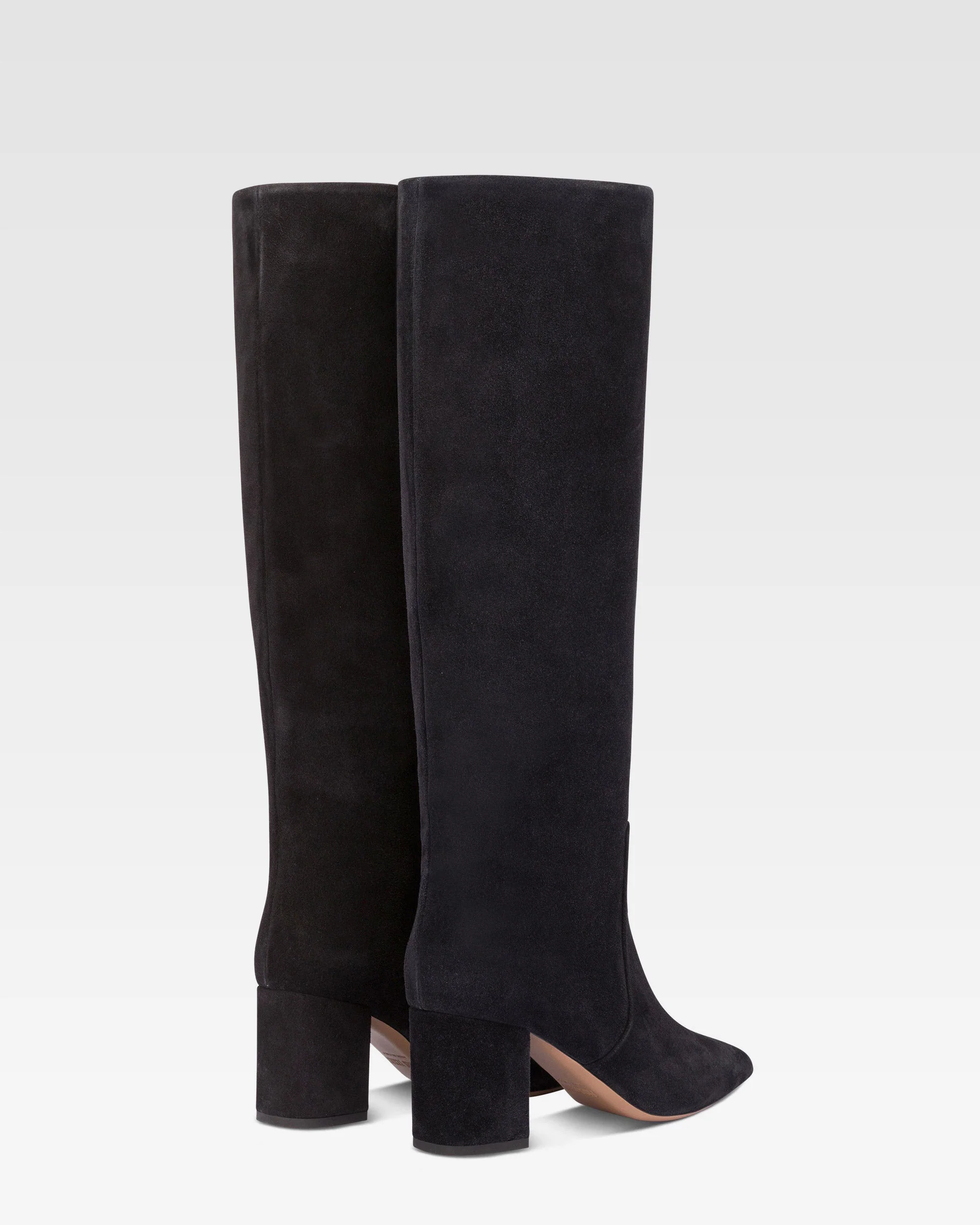 Knee-high boots in soft off-black suede leather 3 Knee-high boots in soft off-black suede leather