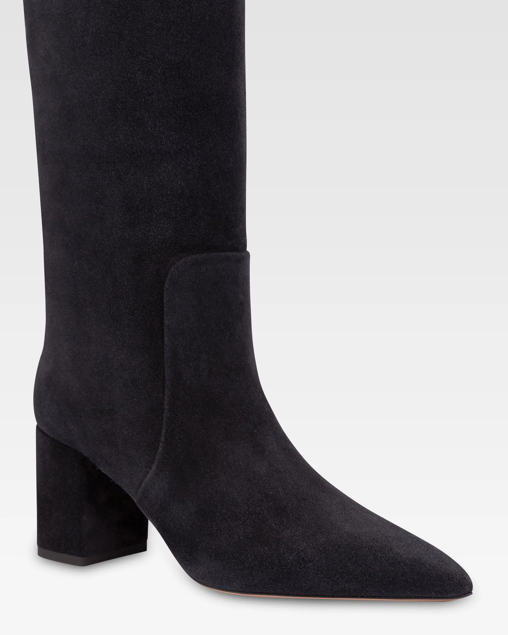 Knee-high boots in soft off-black suede leather 5 Knee-high boots in soft off-black suede leather