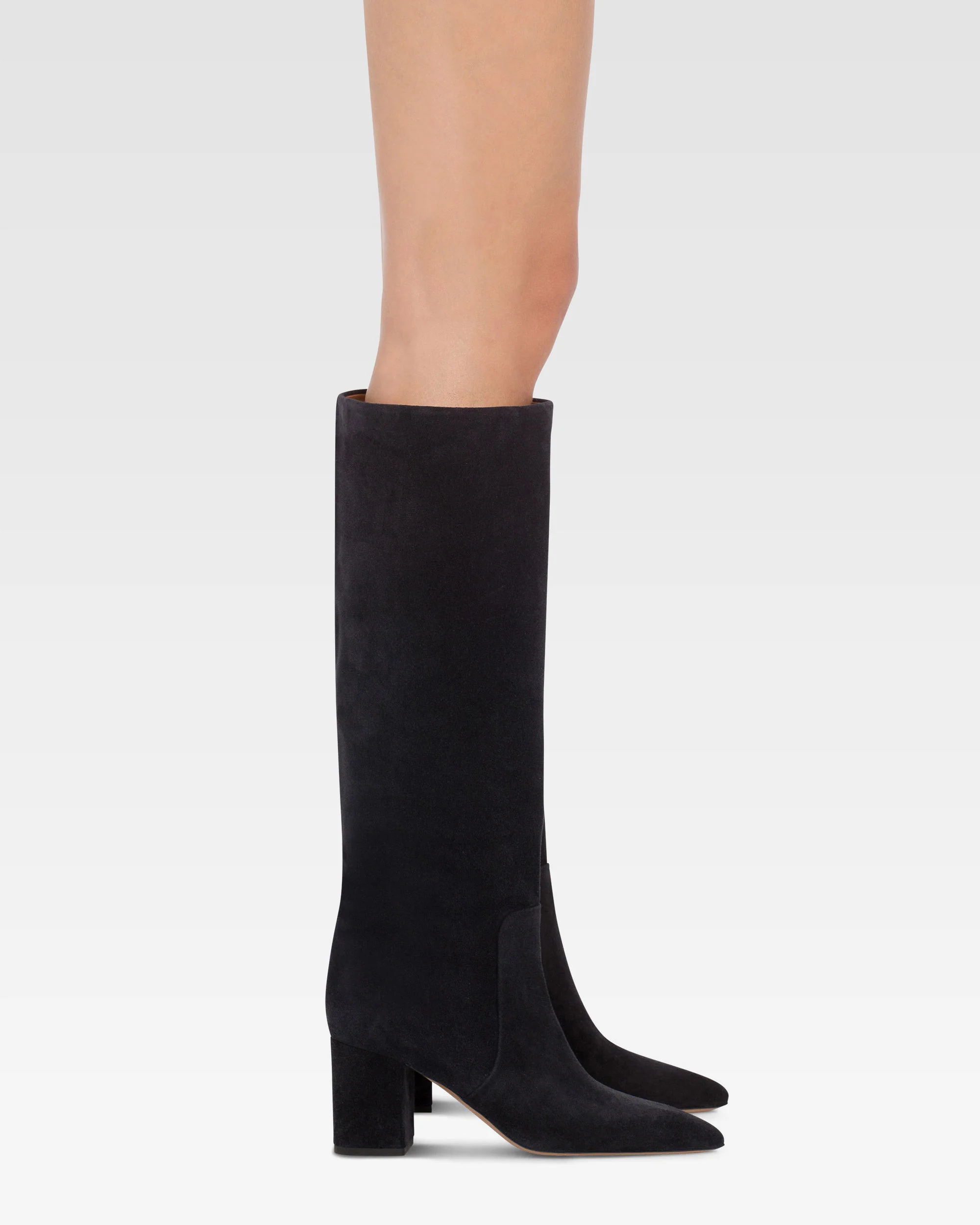 Knee-high boots in soft off-black suede leather 6 Knee-high boots in soft off-black suede leather