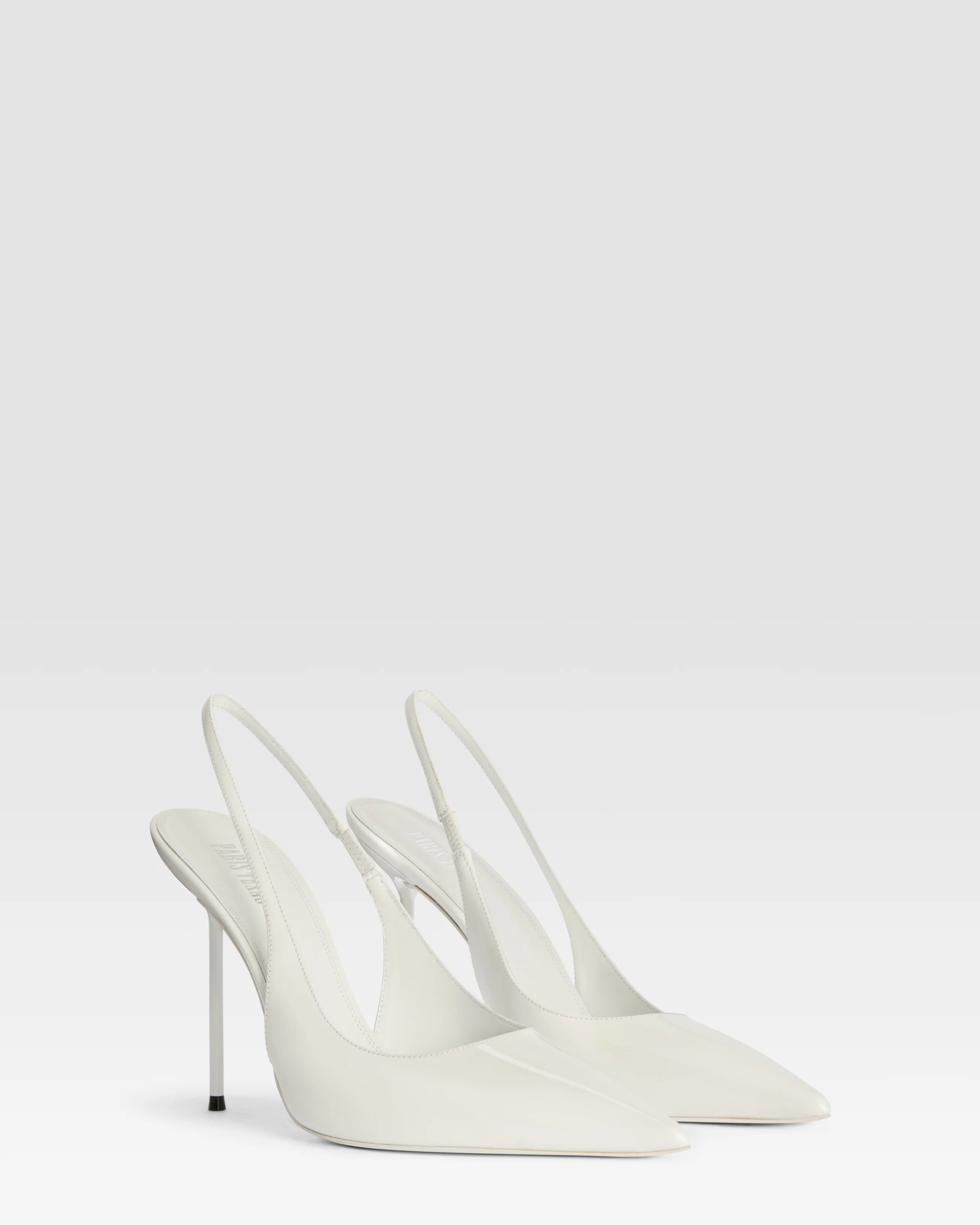 Slingbacks in optic white patent leather