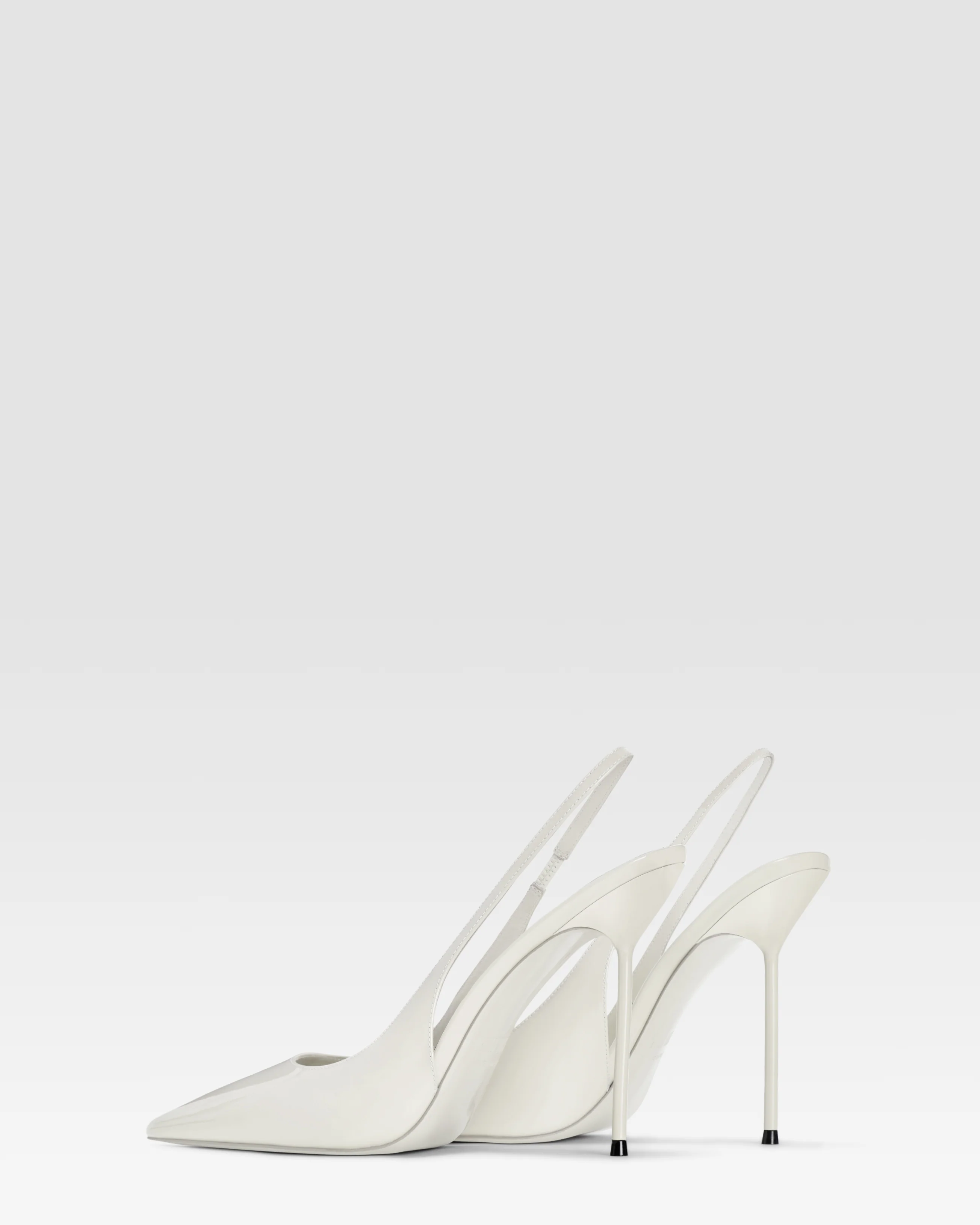 Slingbacks in optic white patent leather
