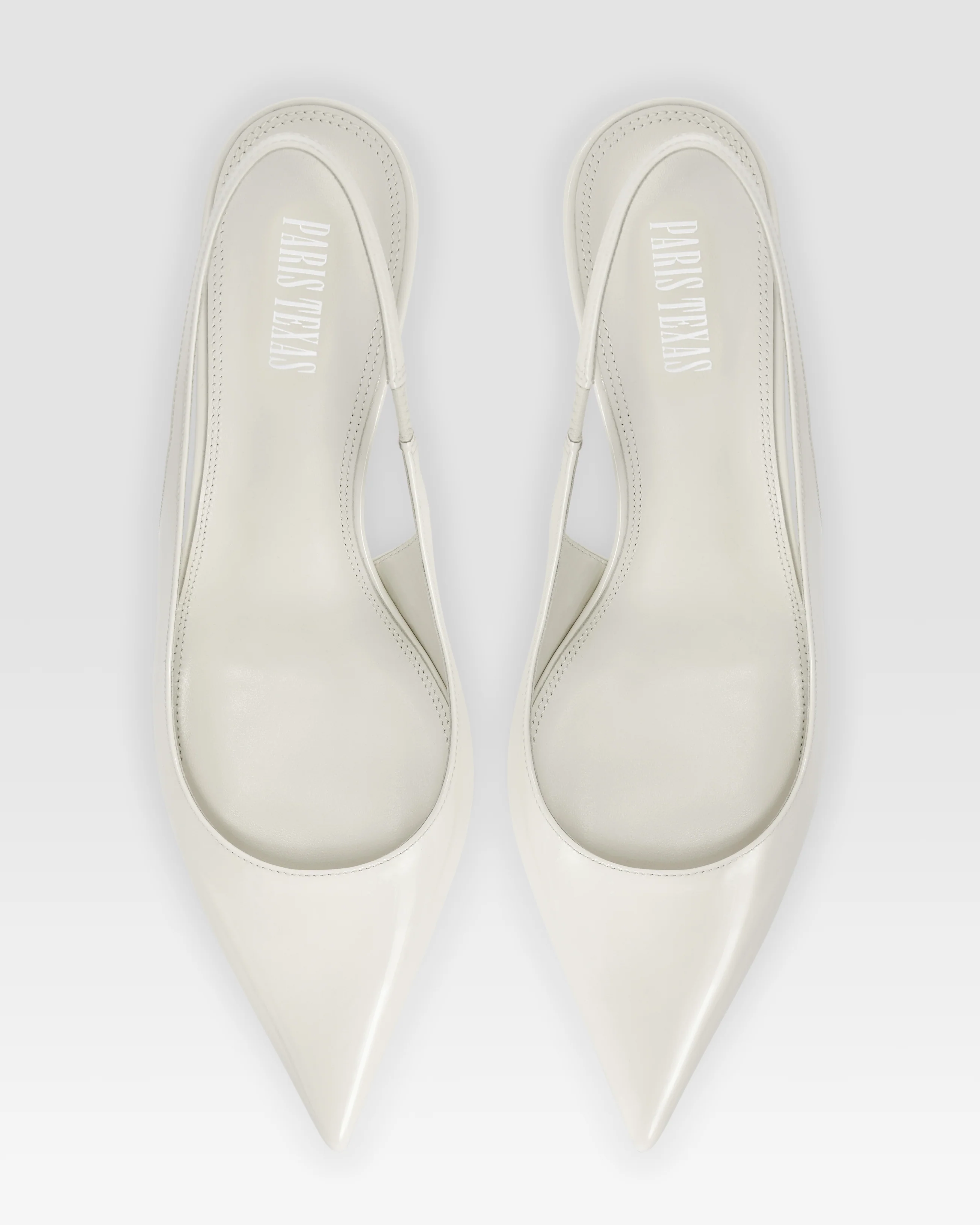 Slingbacks in optic white patent leather
