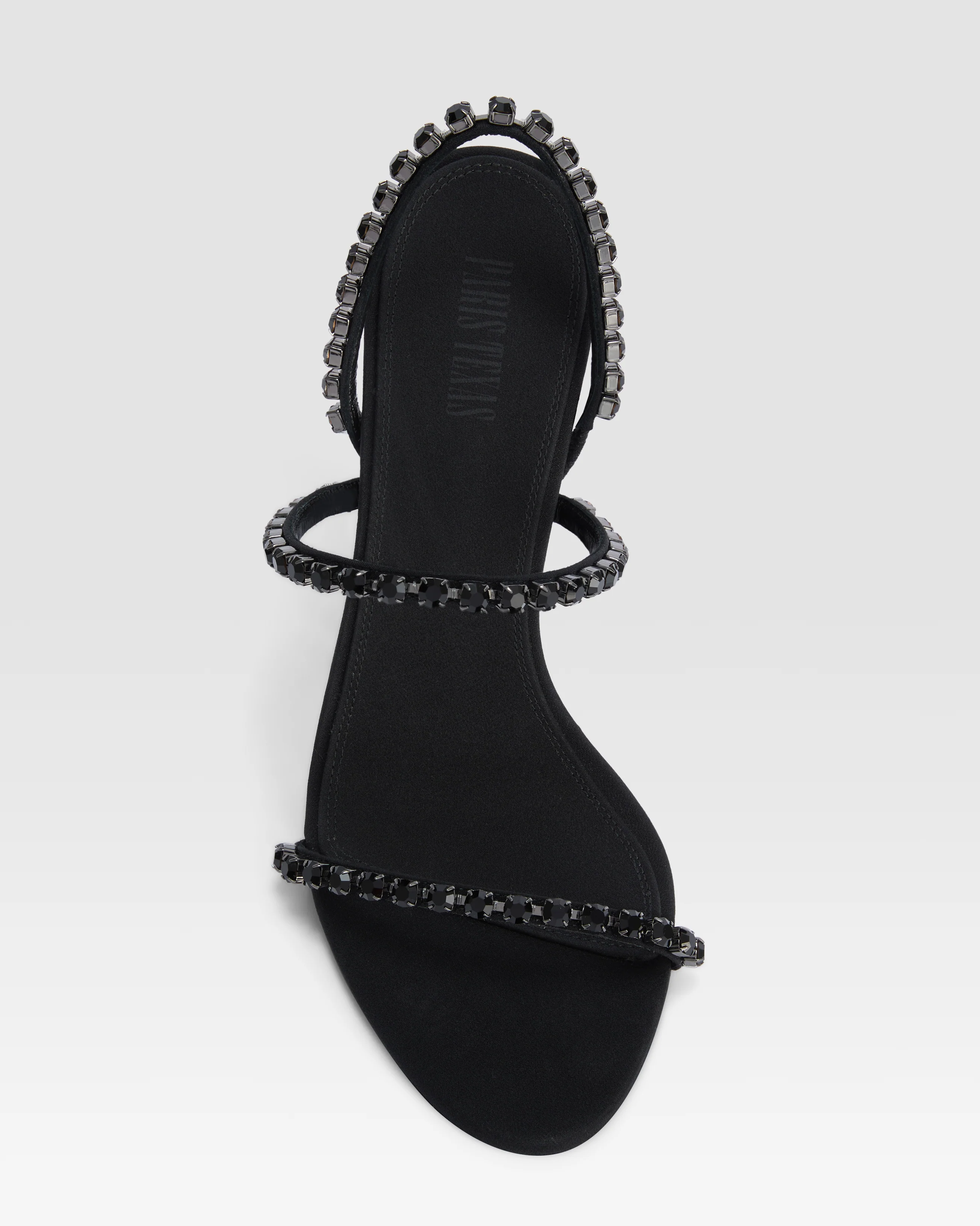 Slingback sandals in black crepe satin with stud detailing