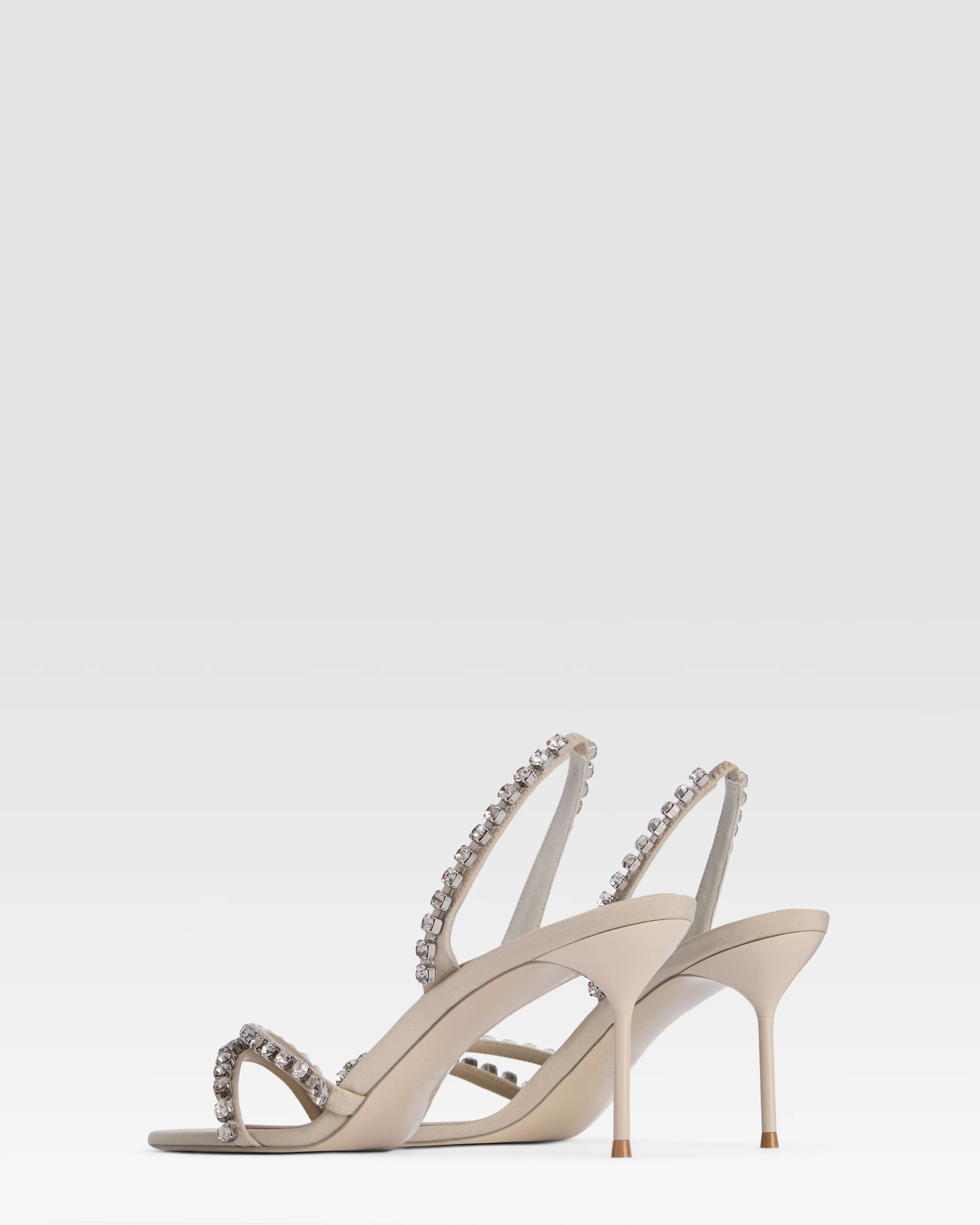 Slingback sandals in ebony crepe satin with stud detailing 3 Slingback sandals in ebony crepe satin with stud detailing