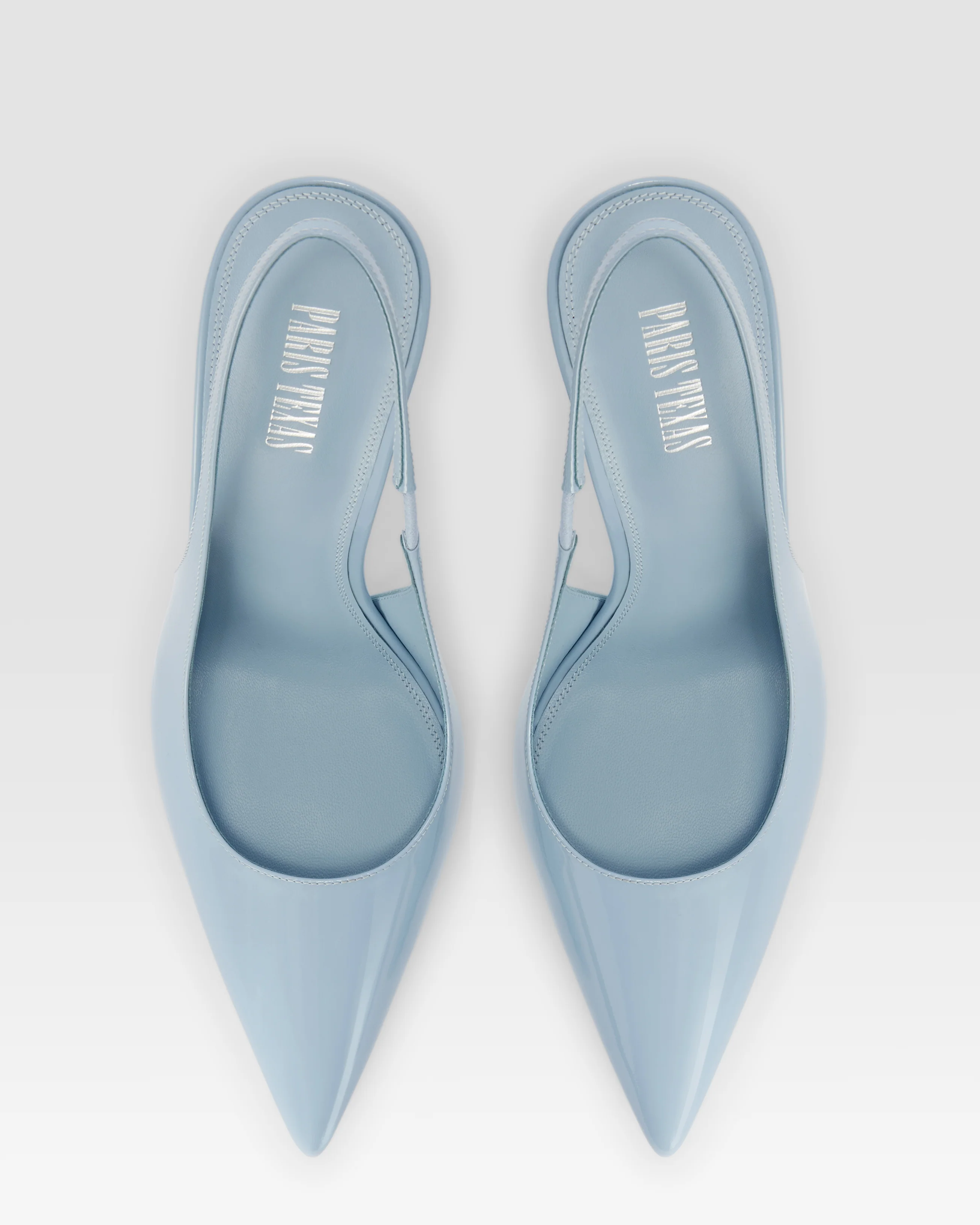 Slingbacks in denim-colored patent leather 5 Slingbacks in denim-colored patent leather