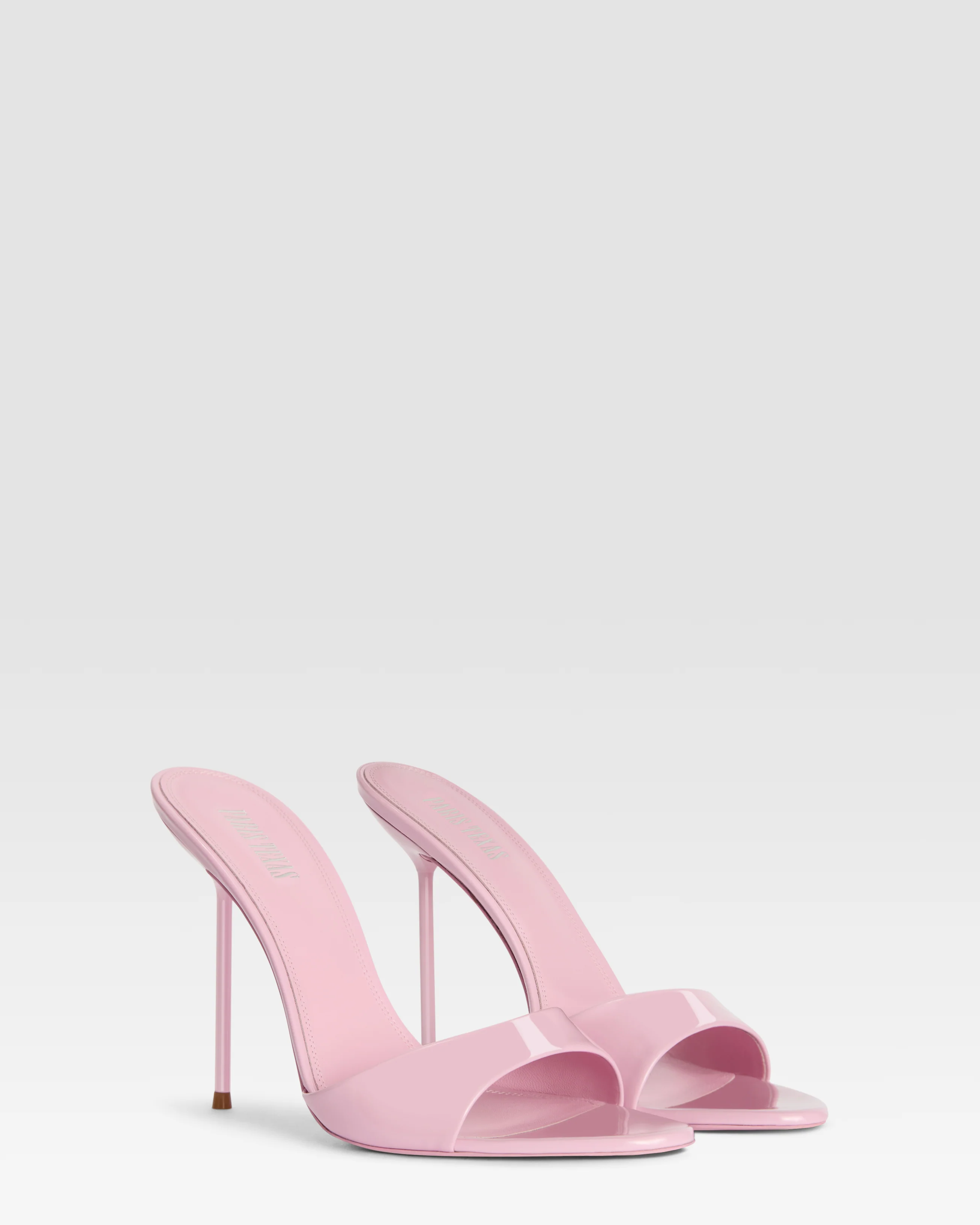 Mules in petal pink patent leather