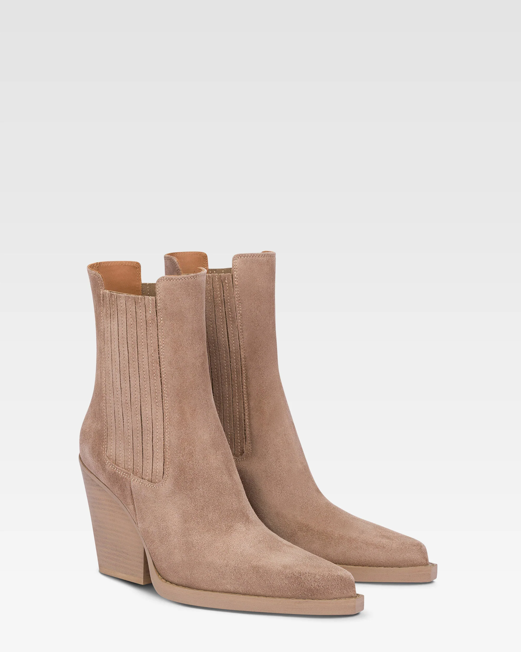 Square-toe ankle boots in koala suede leather