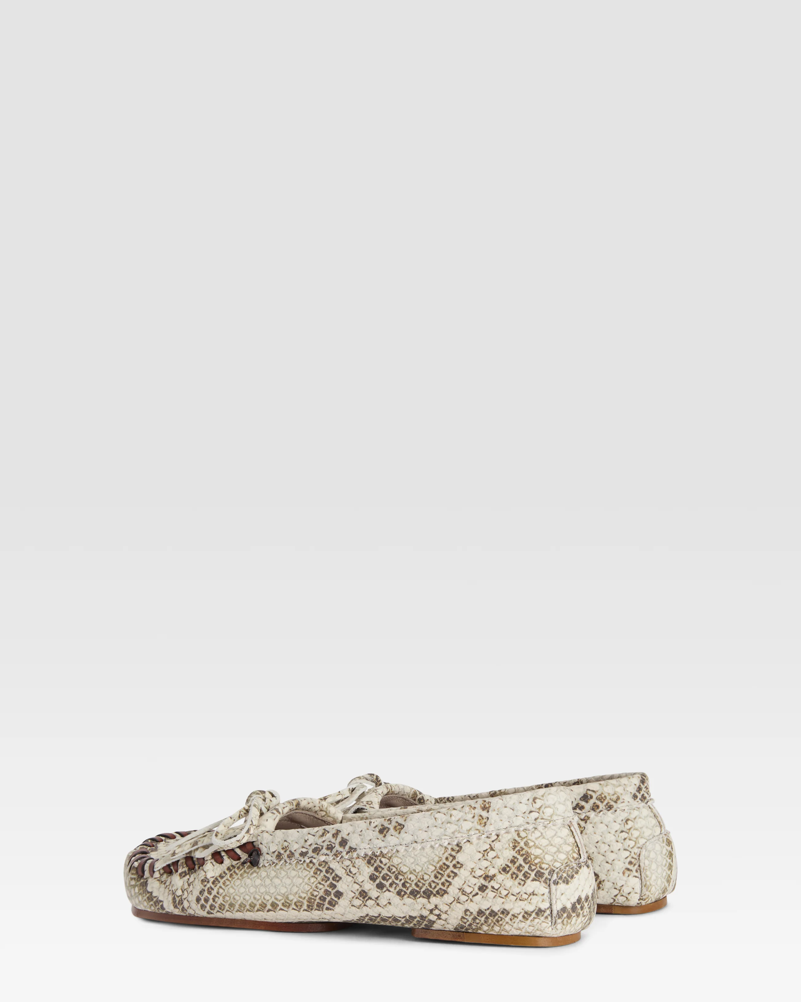 Loafers in natural printed python leather 3 Loafers in natural printed python leather