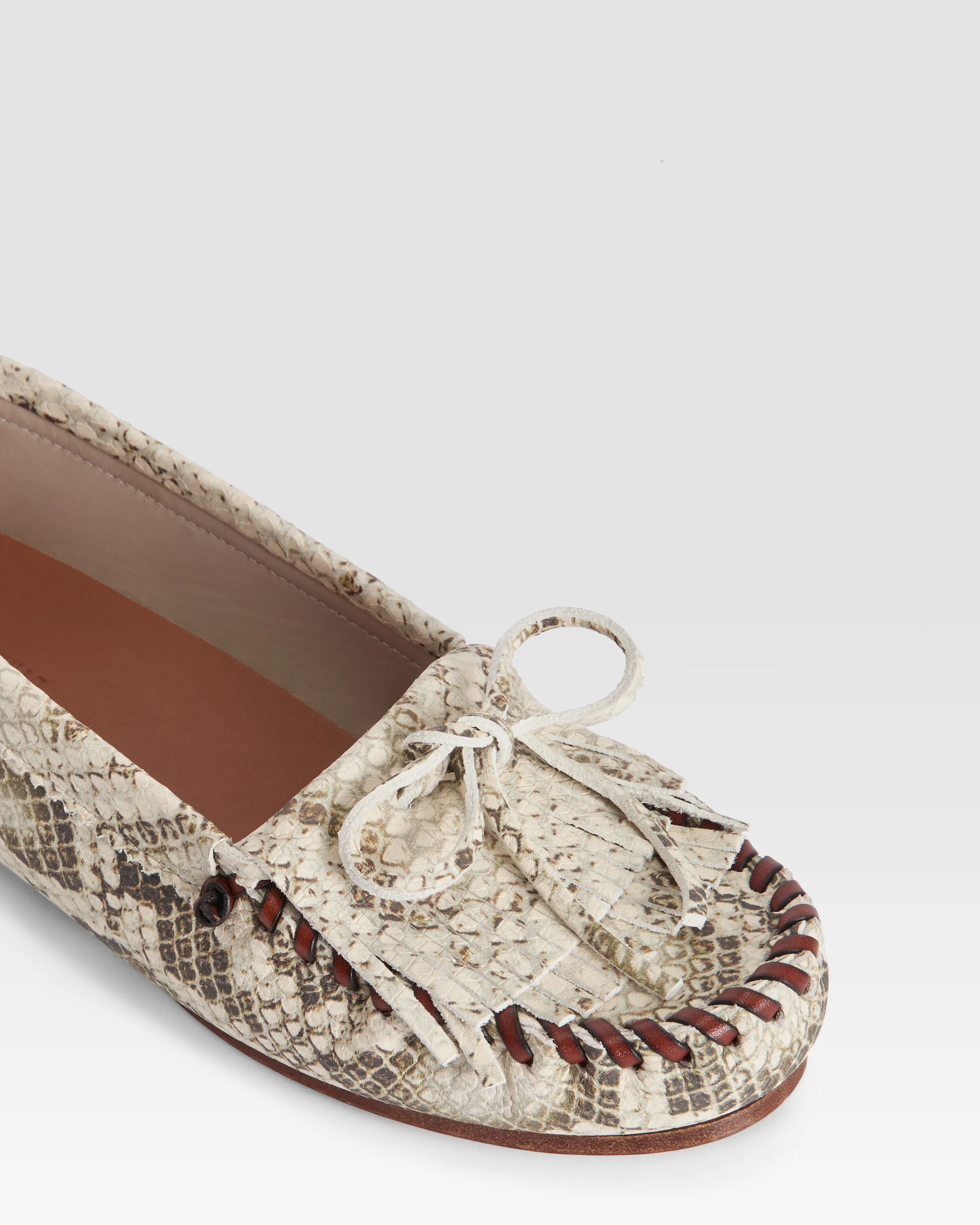 Loafers in natural printed python leather 4 Loafers in natural printed python leather