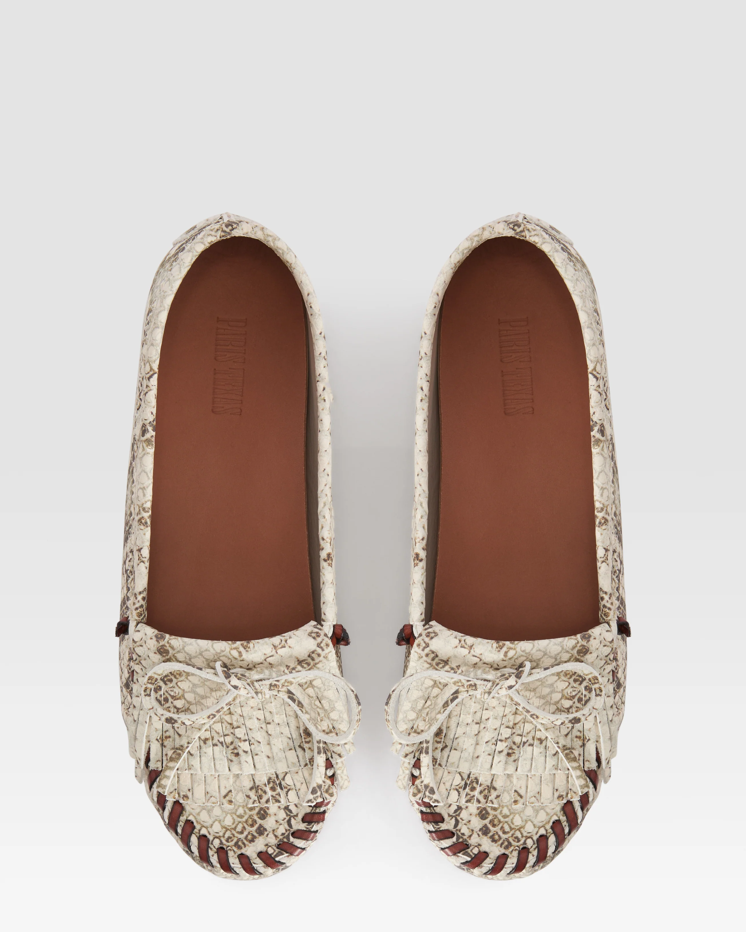 Loafers in natural printed python leather 5 Loafers in natural printed python leather