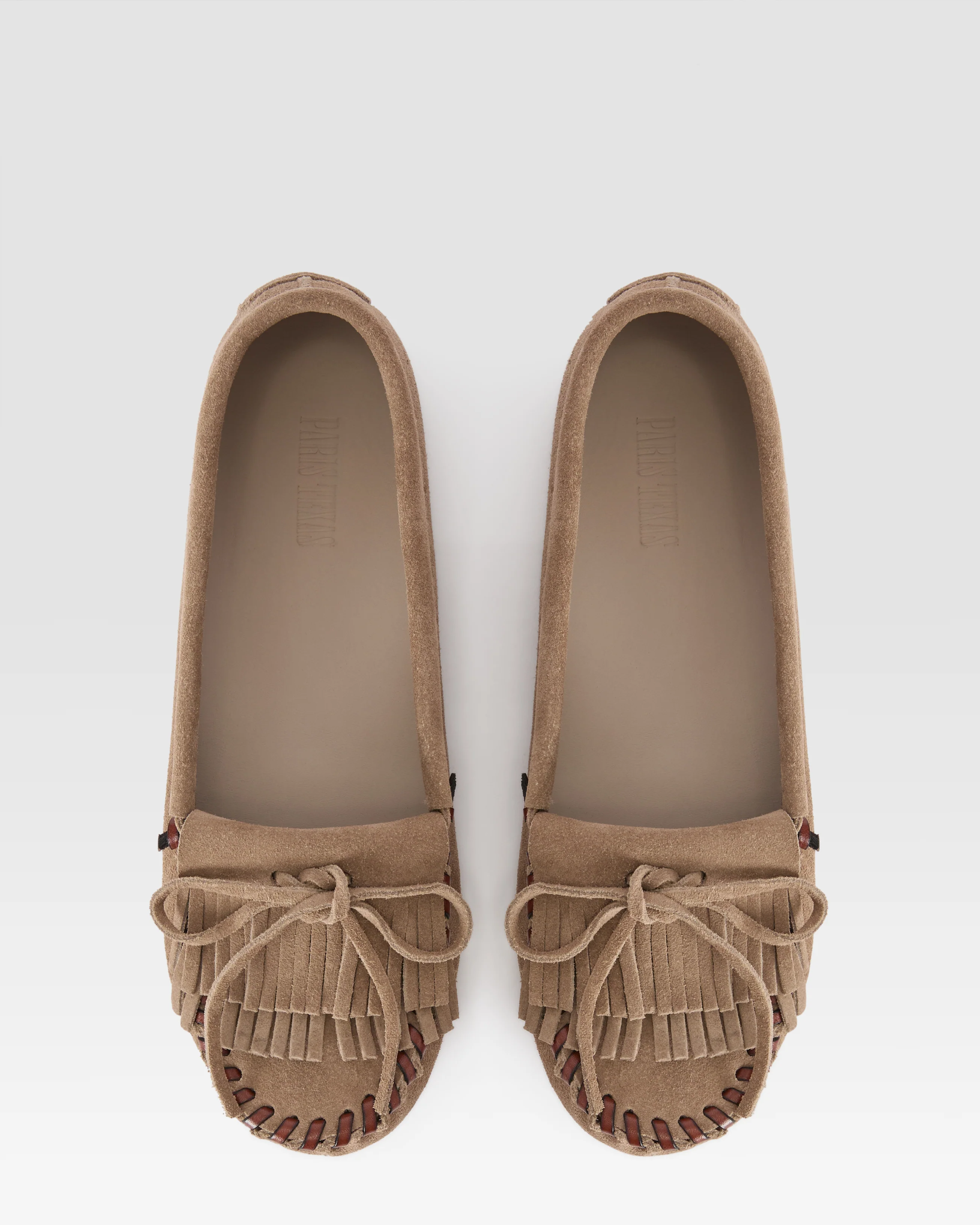 Loafers in stone calf suede leather