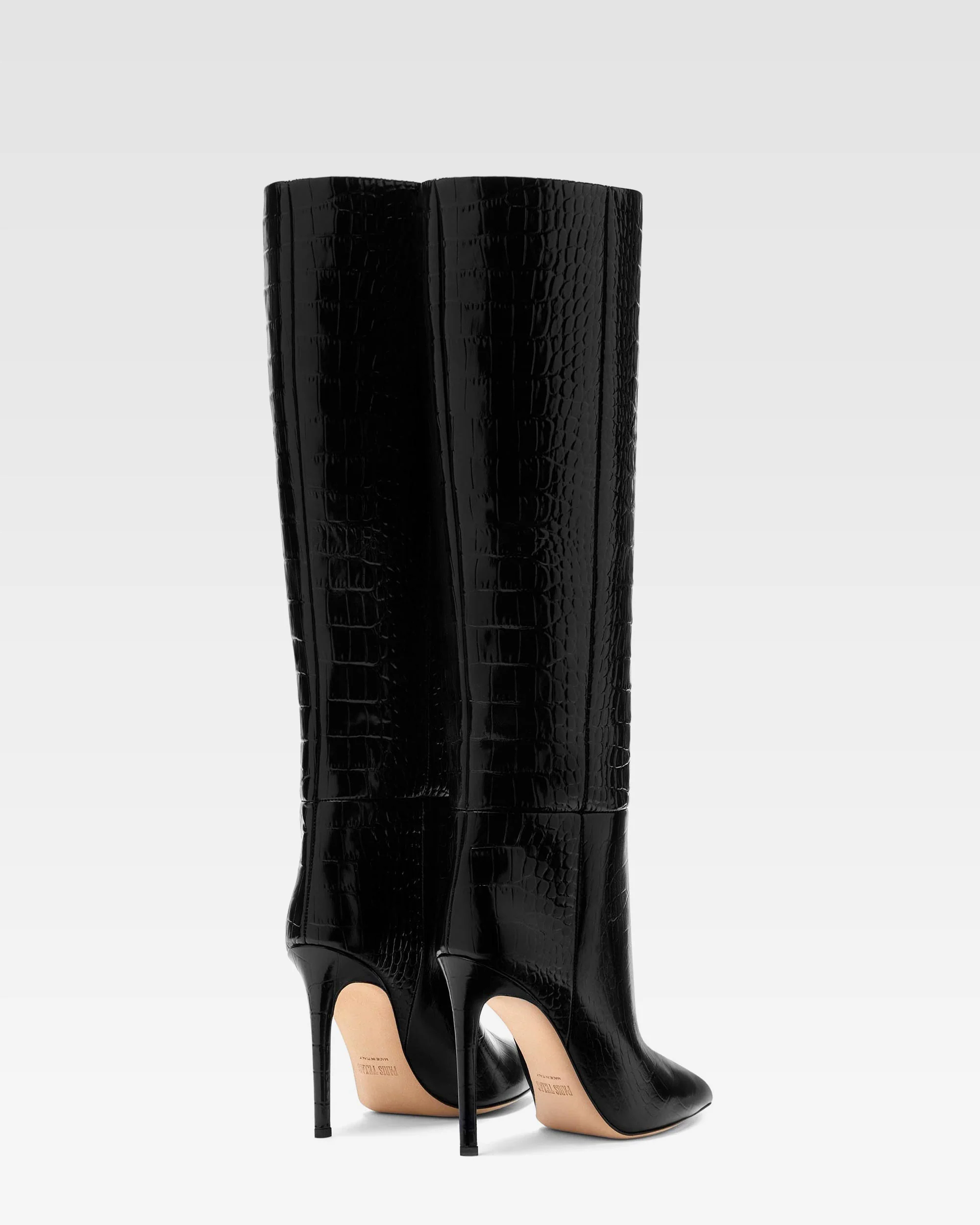 Black croc-effect leather stiletto boots 3 Black croc-effect leather stiletto boots